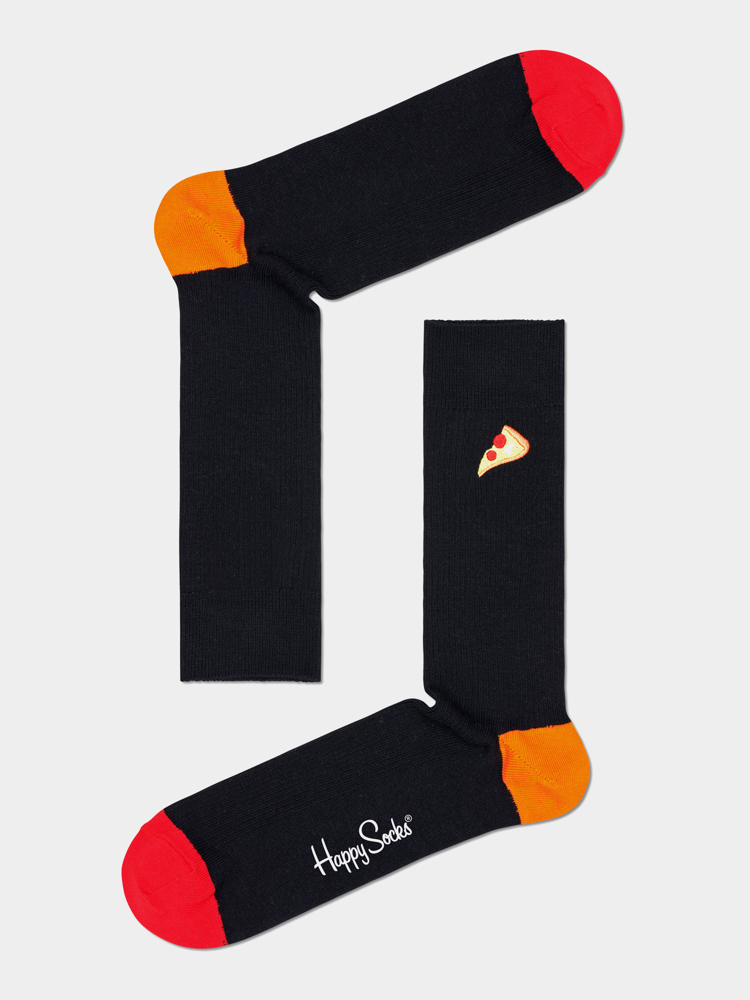 Happy Socks Ribbed Embroidery Pizza Zokni (black)
