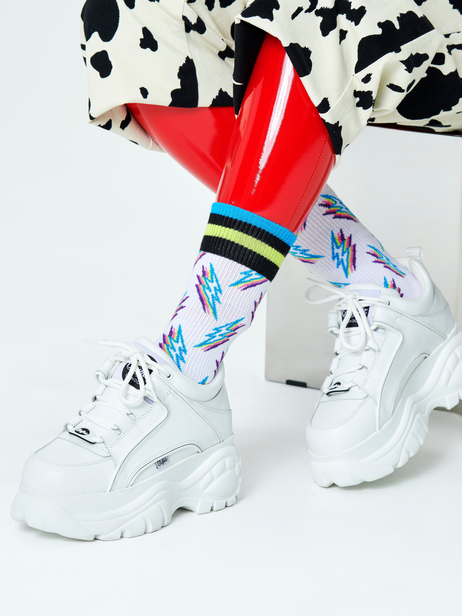 Happy Socks Shadow Flash Zokni (white)