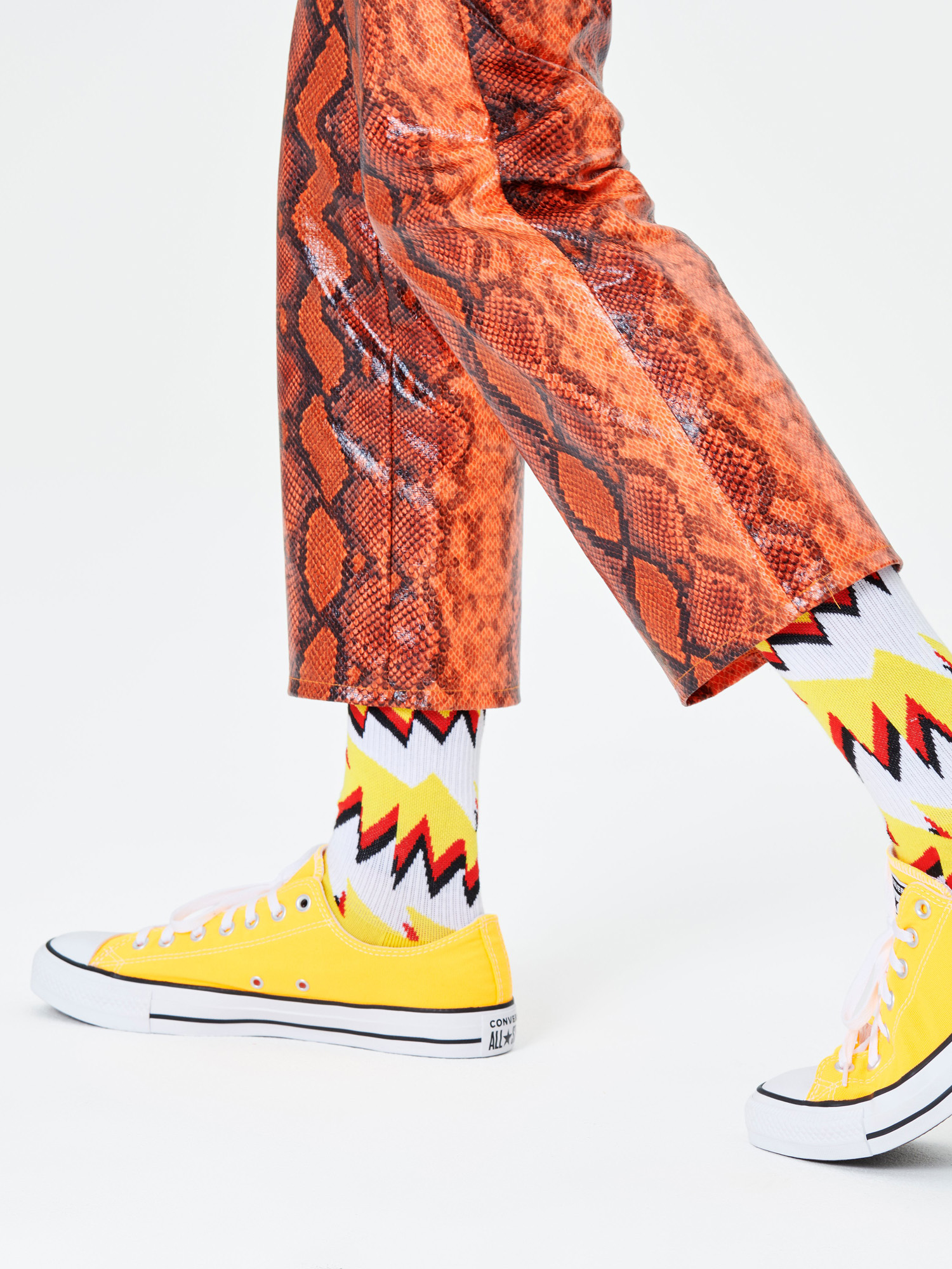 Happy Socks Rock Stripe Zokni (white/yellow)