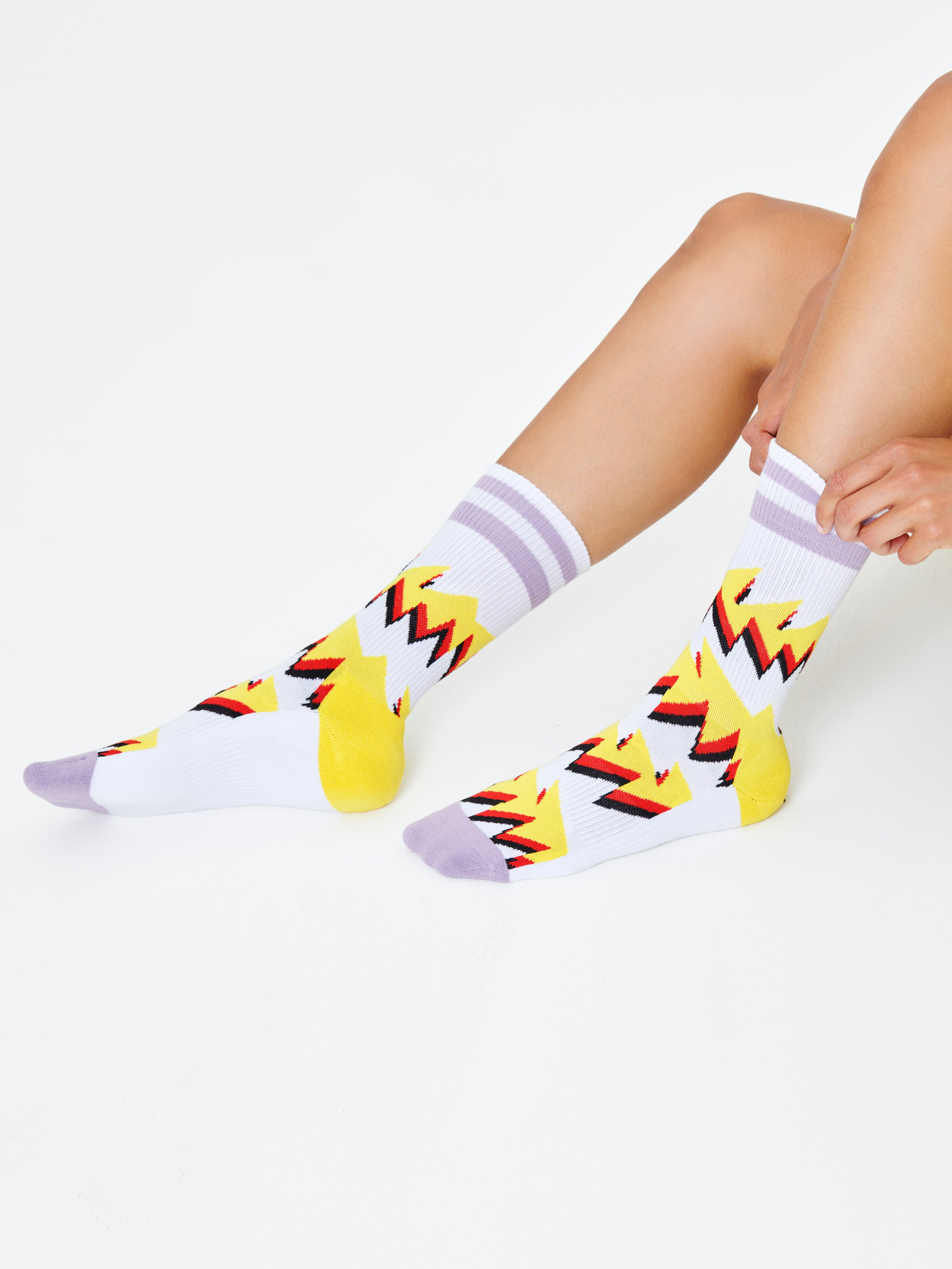 Happy Socks Rock Stripe Zokni (white/yellow)