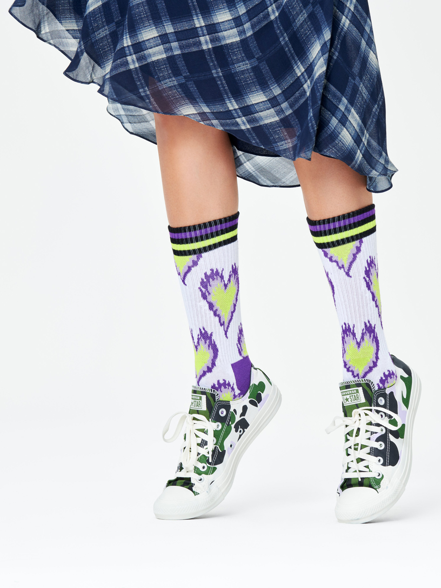 Happy Socks Burning Heart Thin Zokni (white)