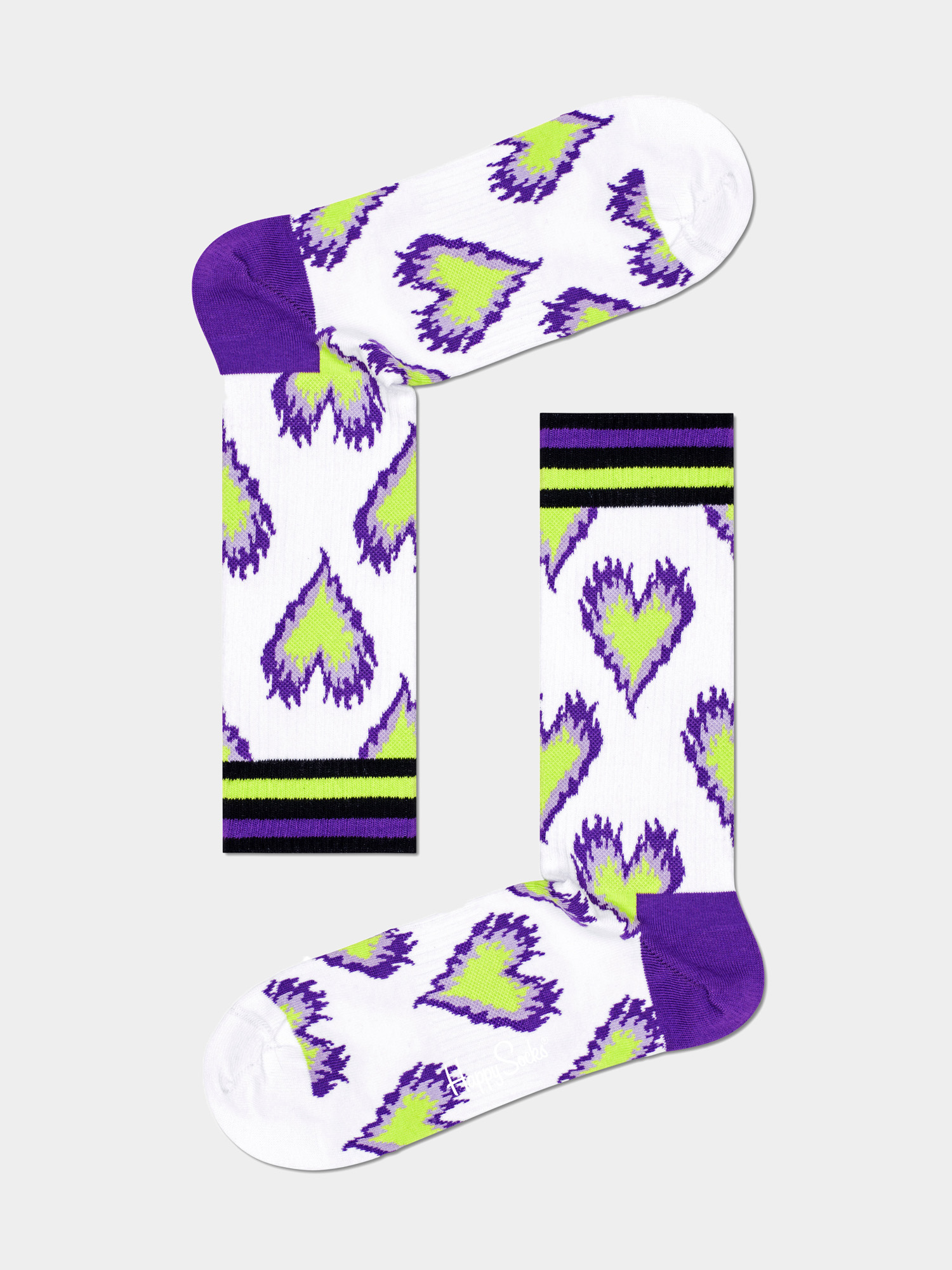 Happy Socks Burning Heart Thin Zokni (white)