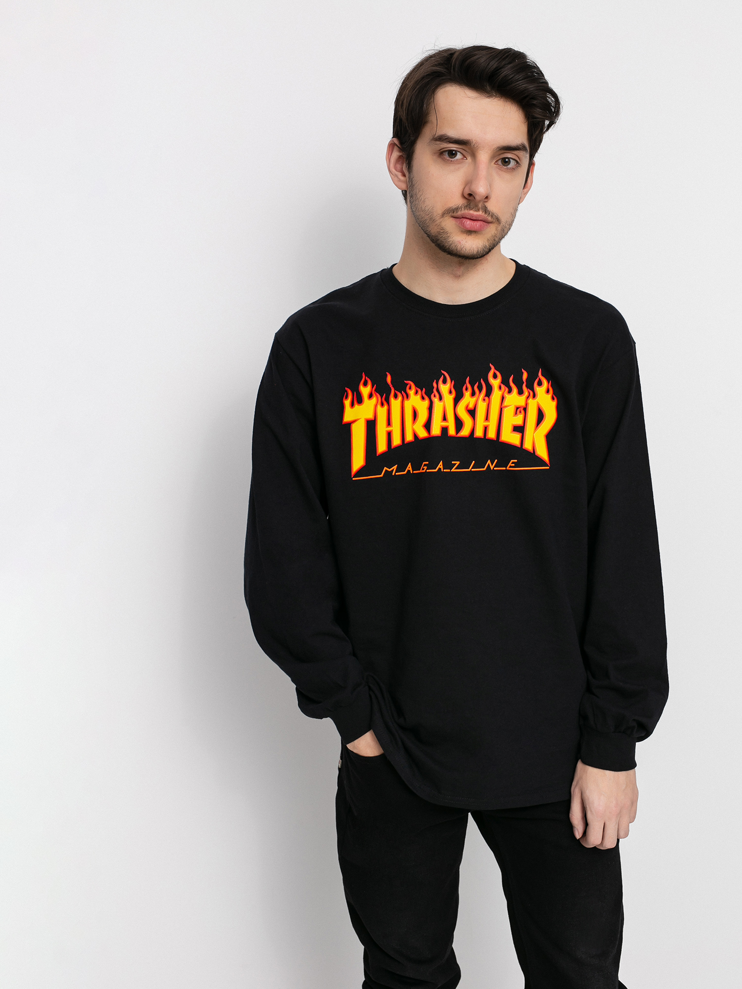 Thrasher Flame Logo Hosszú ujjú felső (black)