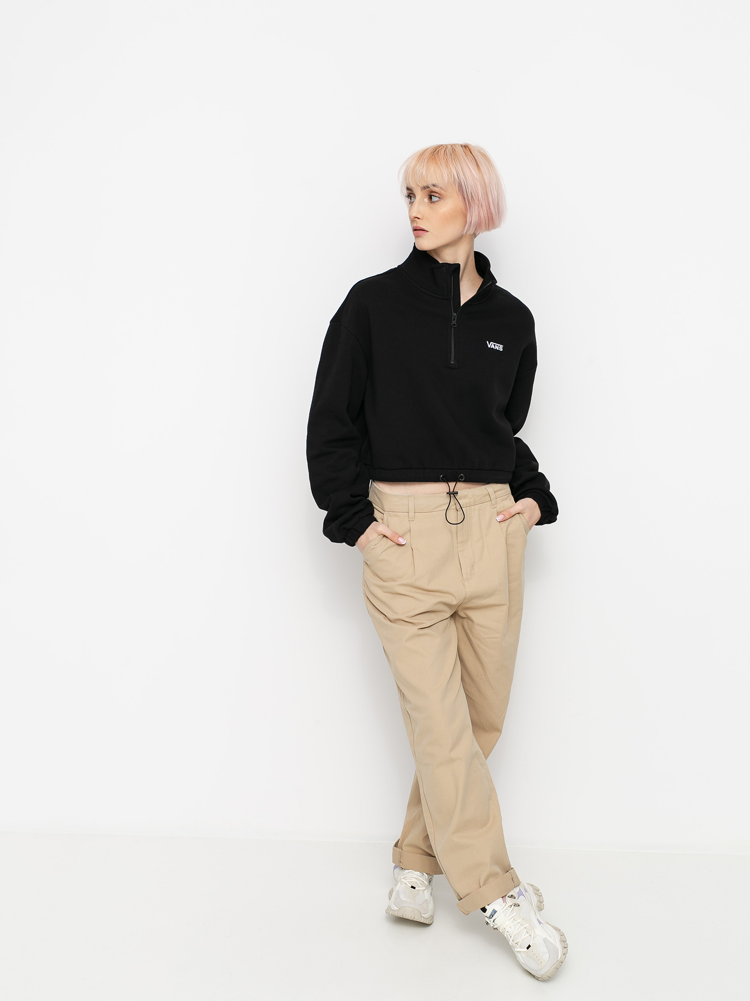 Vans Left Chest Half Zip Wmn Pulóver (black)