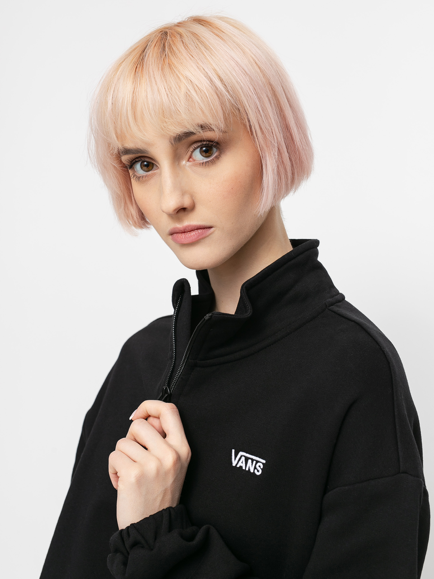 Vans Left Chest Half Zip Wmn Pulóver (black)