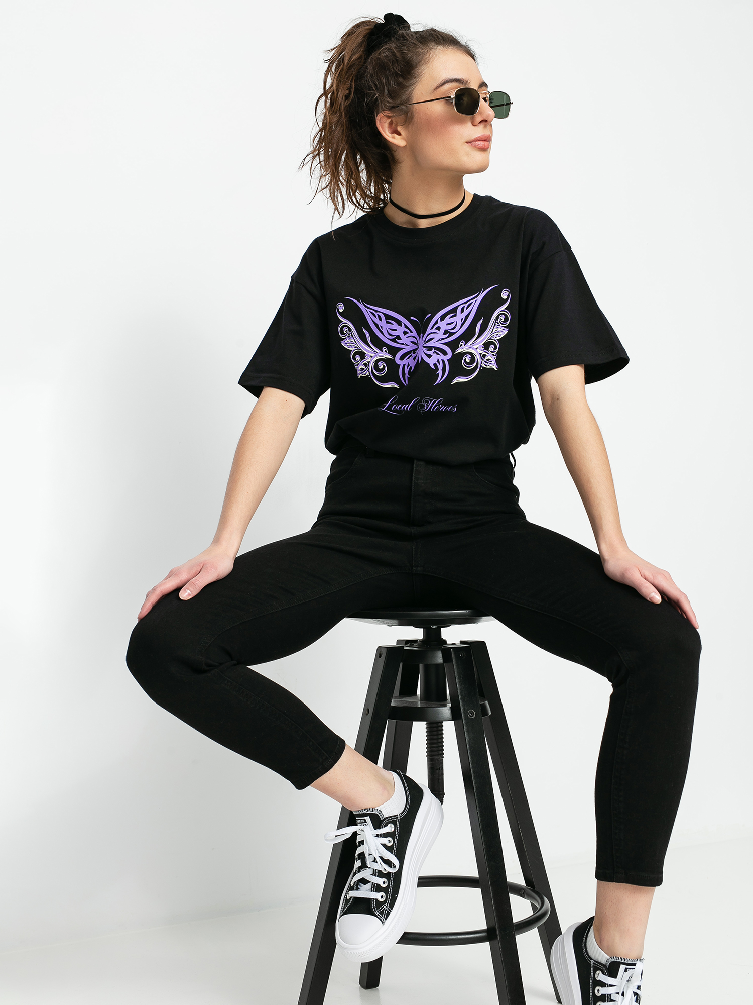 Local Heroes Butterfly Tribal Wmn Ujjatlan felső (black)