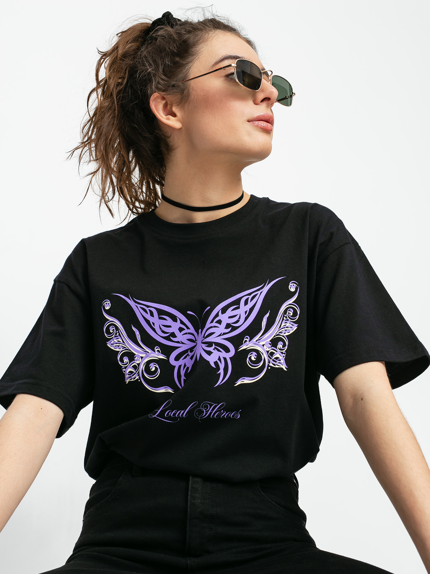 Local Heroes Butterfly Tribal Wmn Ujjatlan felső (black)