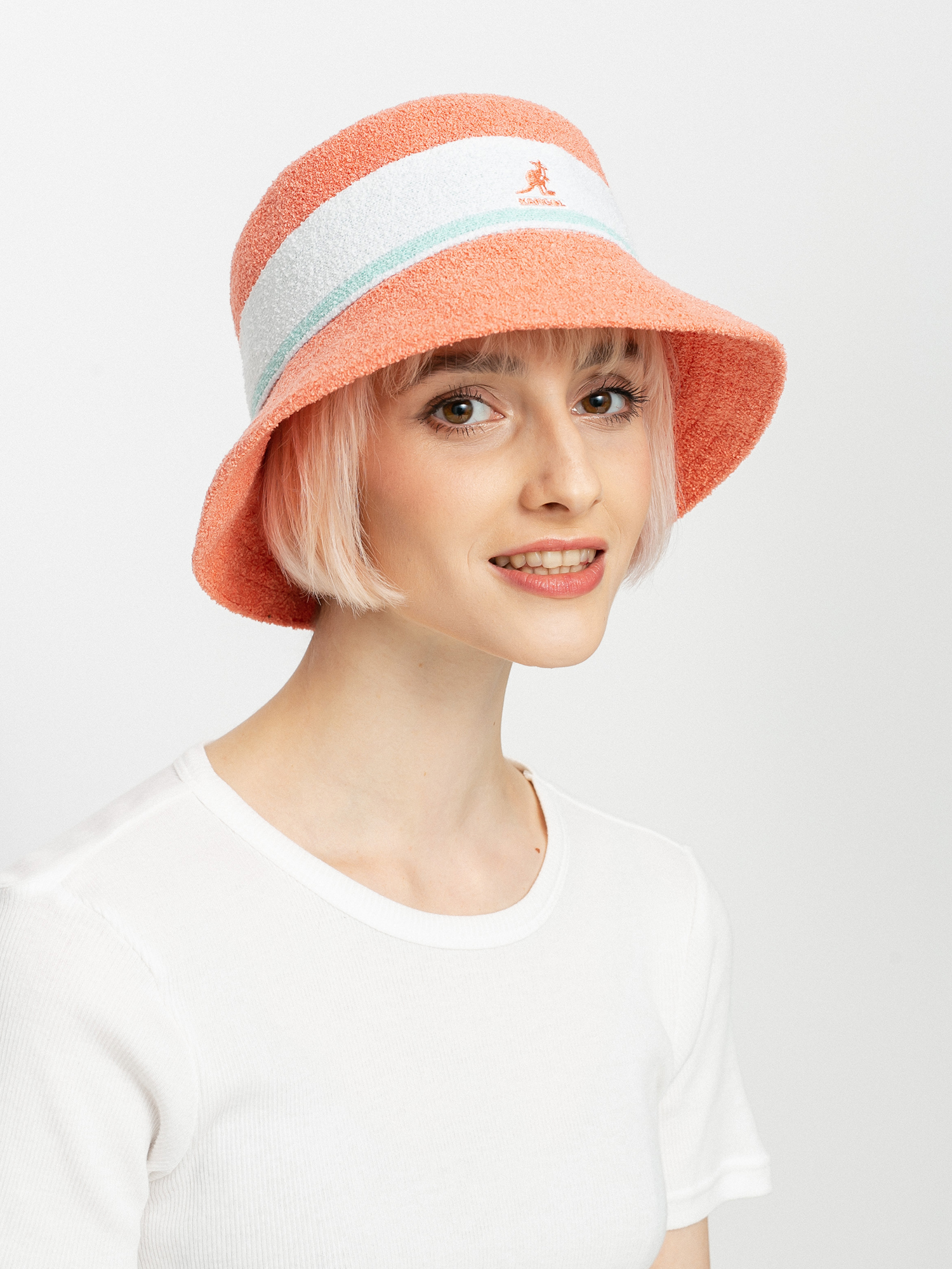 Kangol Bermuda Stripe Bucket Kalap (peach pink)