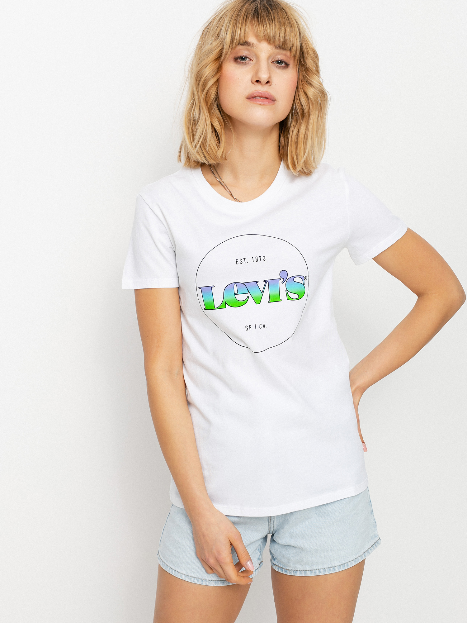 Levi's® The Perfect Wmn Ujjatlan felső (circle logo gradient white)
