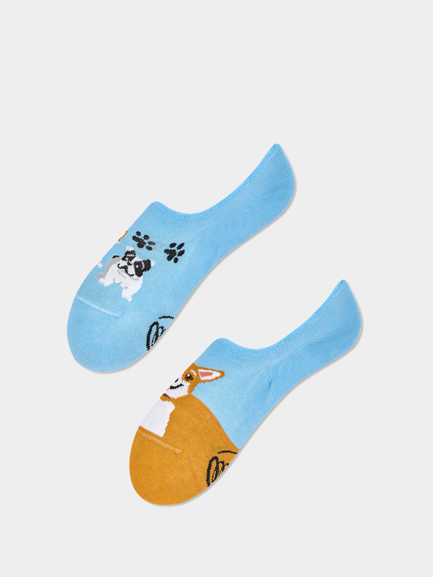 Many Mornings Playful Dog Noshow Zokni (light blue/mustard)