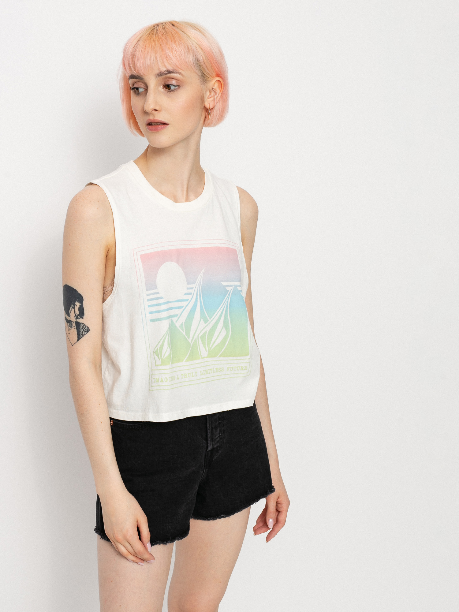 Volcom Stone Hour Crop Wmn Ujjatlan felső (star white)