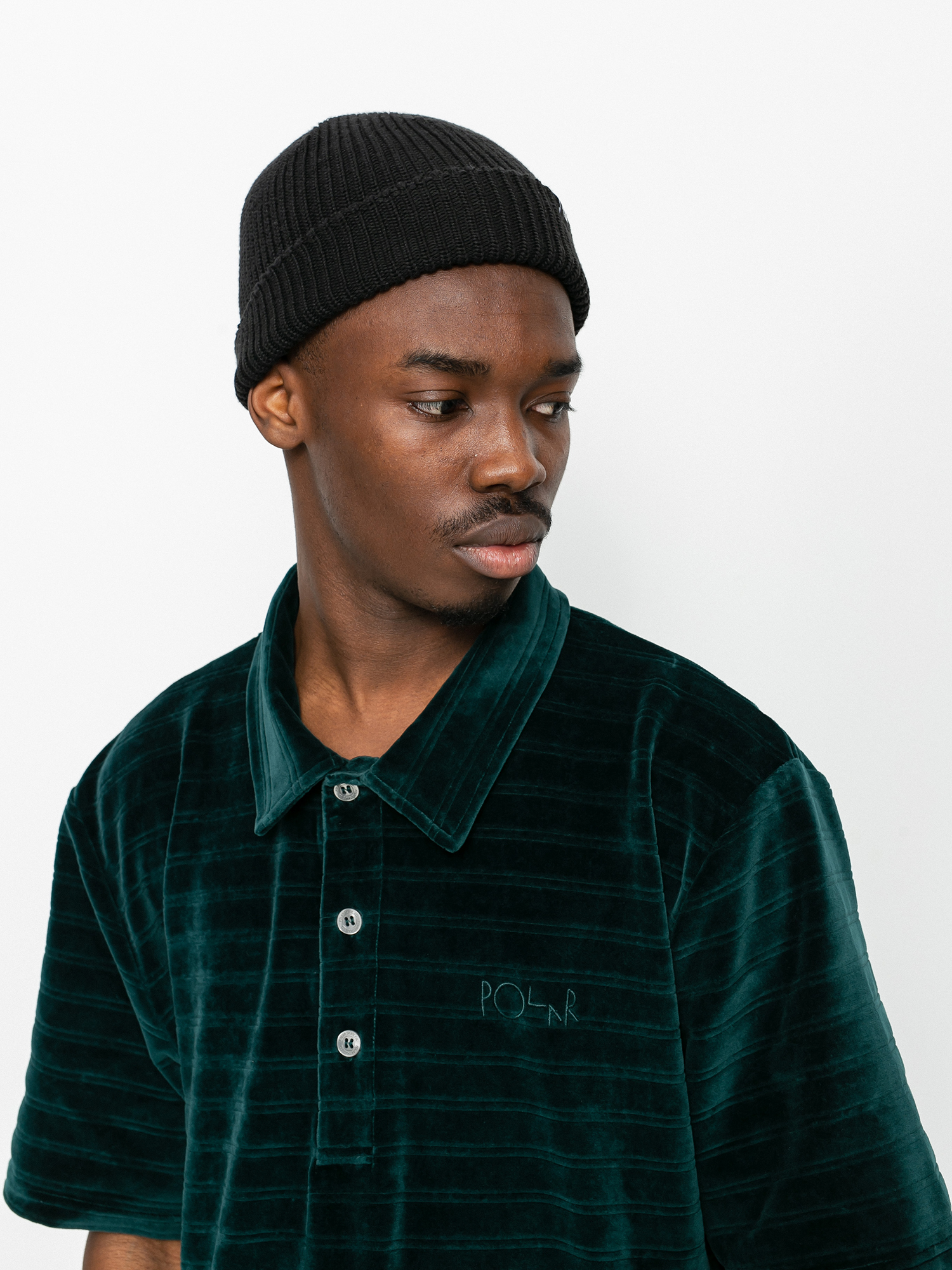 Polar Skate Stripe Velour Pólóing (dark green)