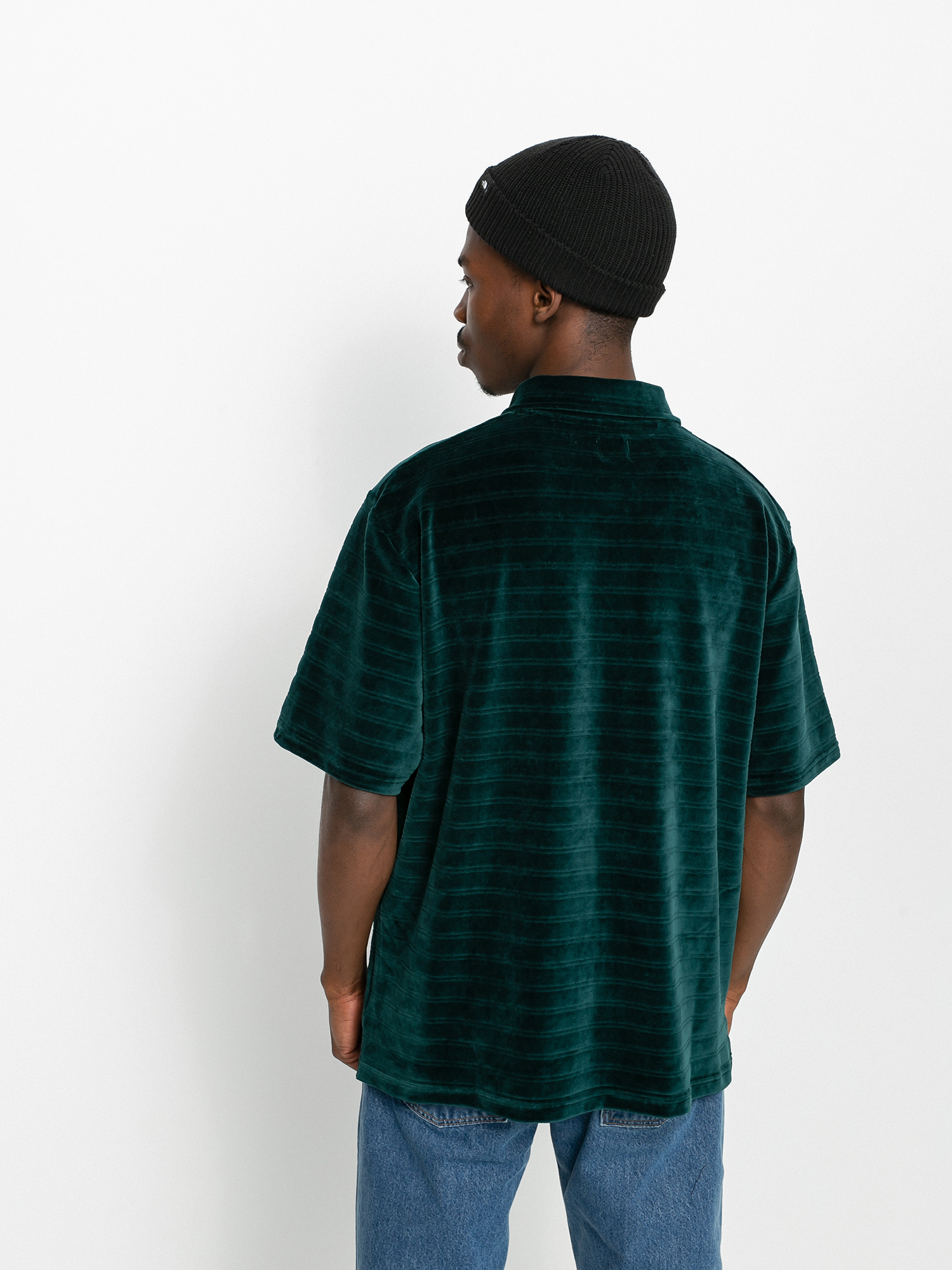 Polar Skate Stripe Velour Pólóing (dark green)