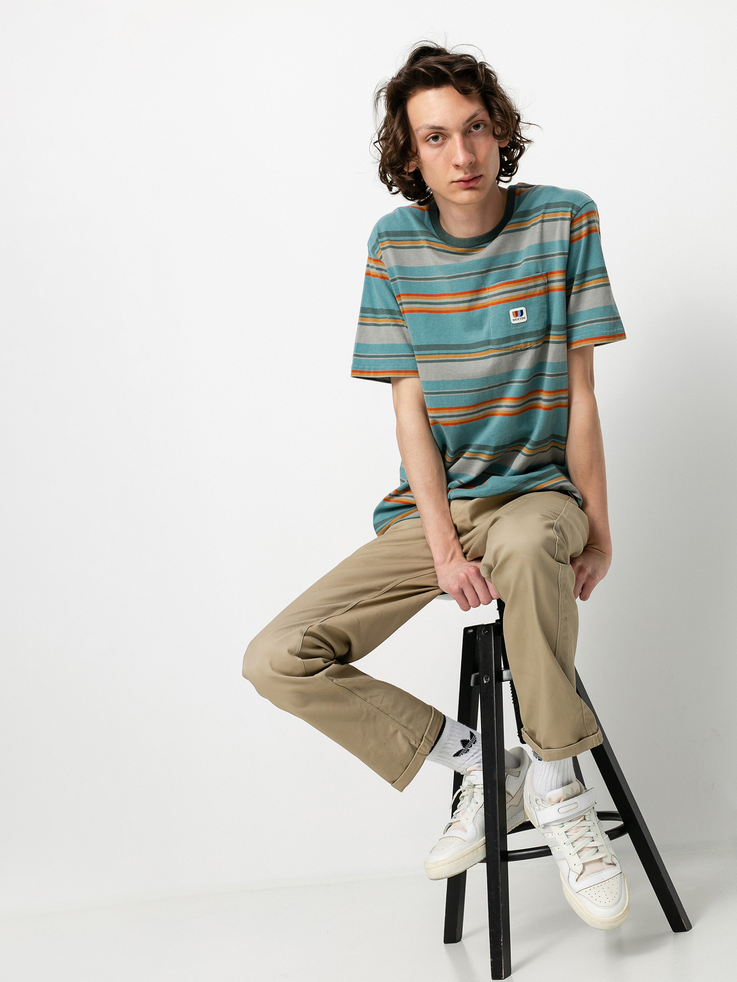 Brixton Hilt Alton Pkt Knit Ujjatlan felső (aqua cloud wash)