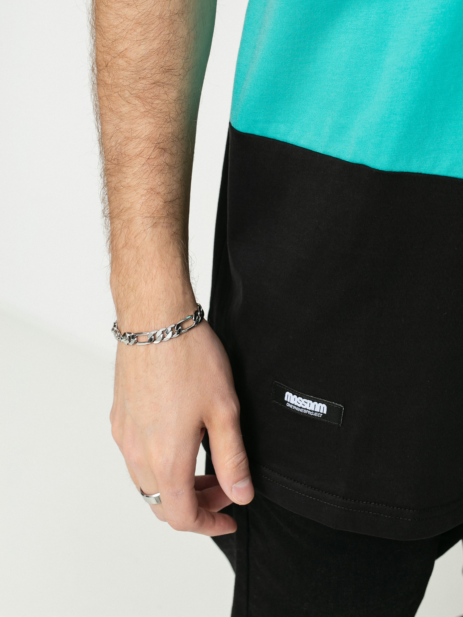 MassDnm Zone Ujjatlan felső (dk heather/turquoise/black)