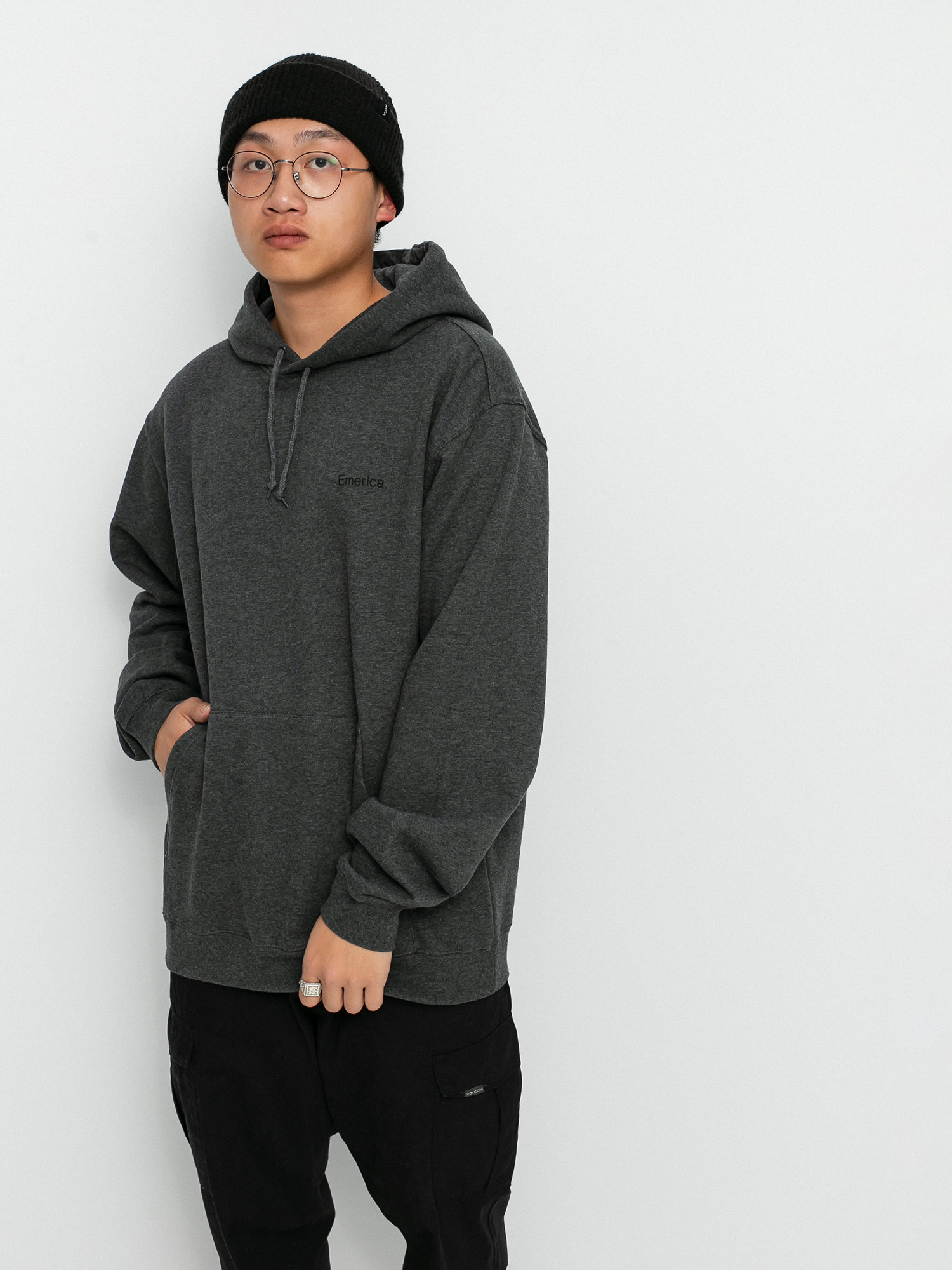 Emerica Pure Triangle HD Kapucnis pulóver (charcoal/heather)