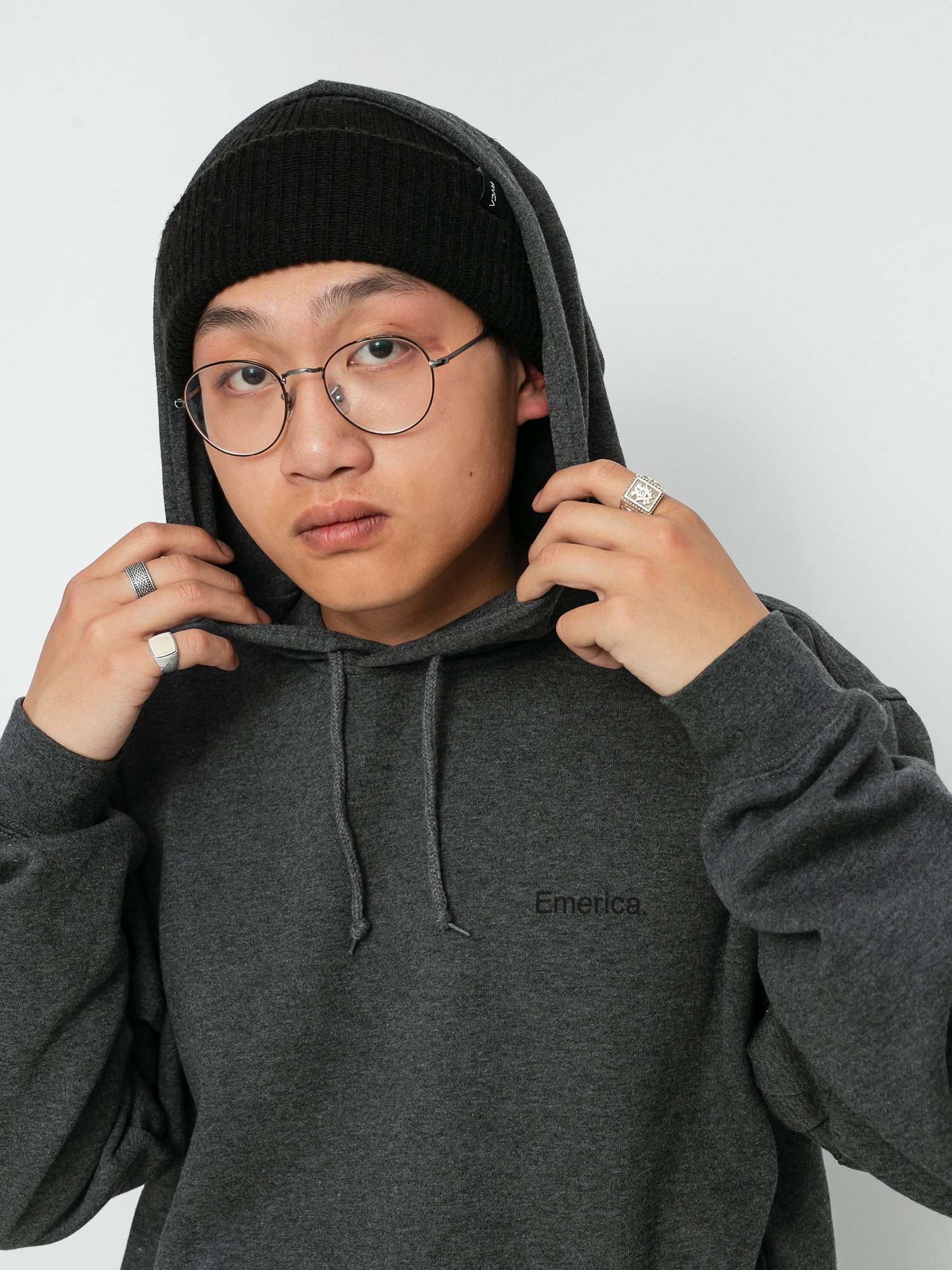 Emerica Pure Triangle HD Kapucnis pulóver (charcoal/heather)