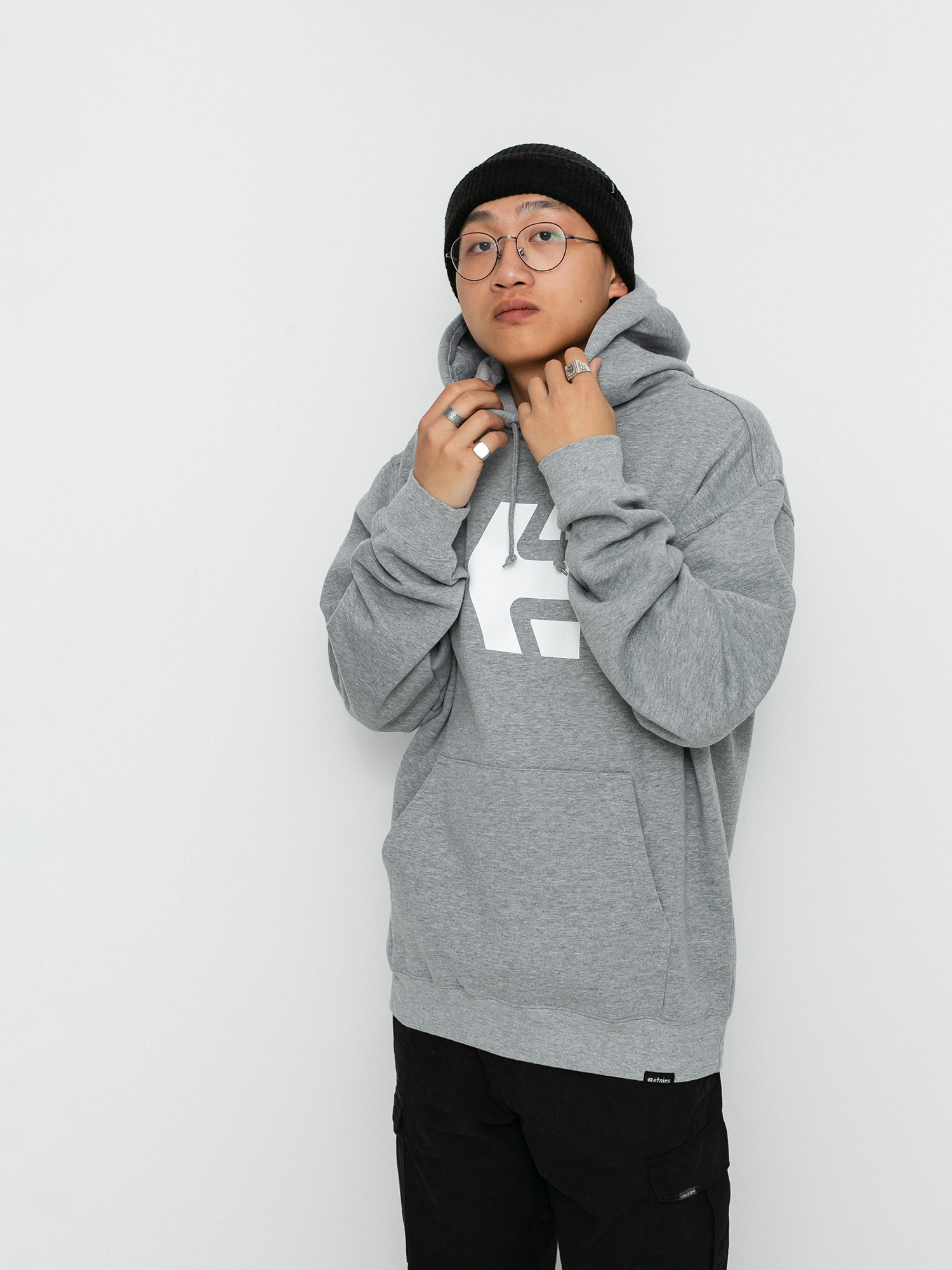 Etnies Classic Icon HD Kapucnis pulóver (grey/white)