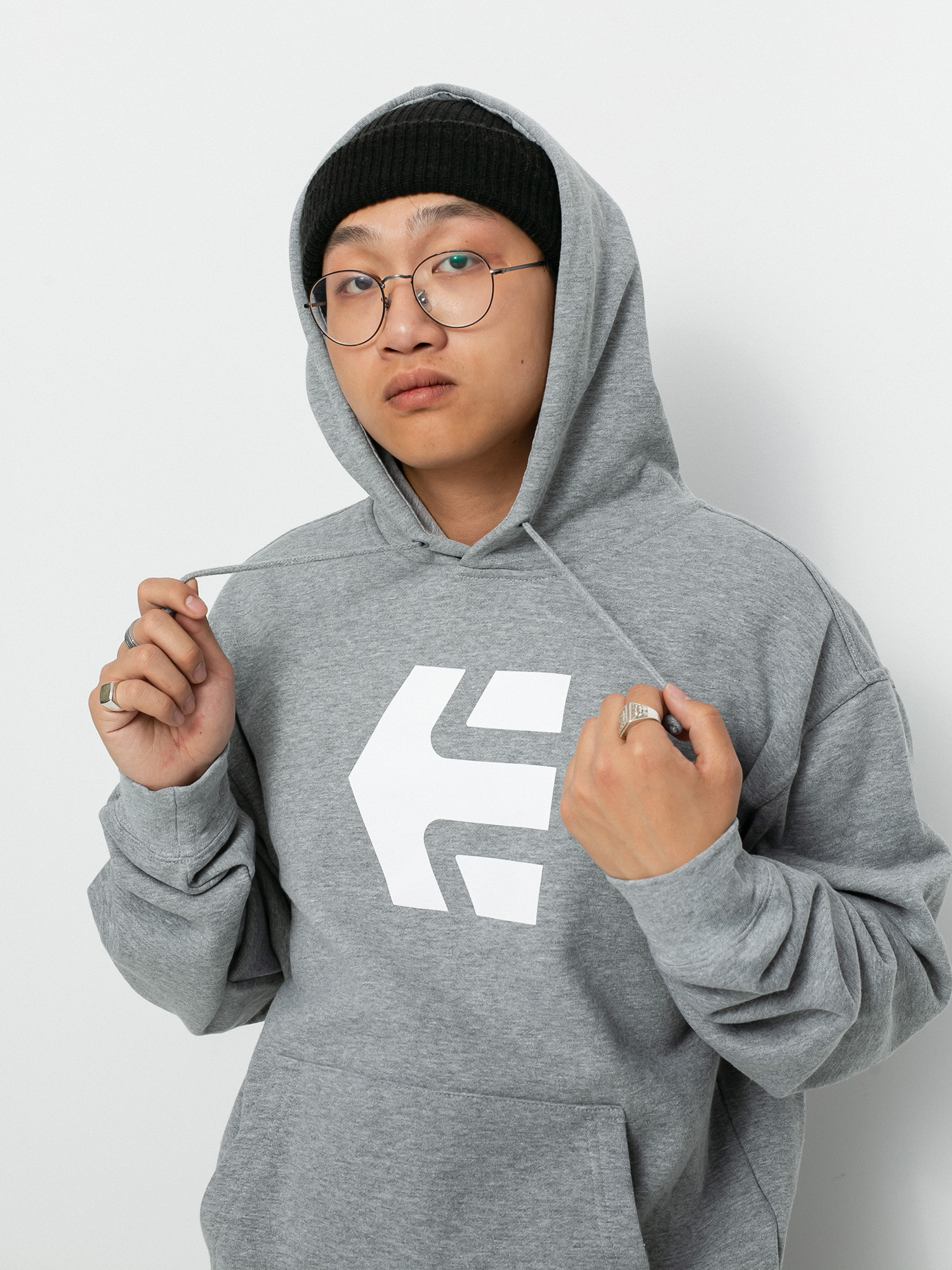 Etnies Classic Icon HD Kapucnis pulóver (grey/white)