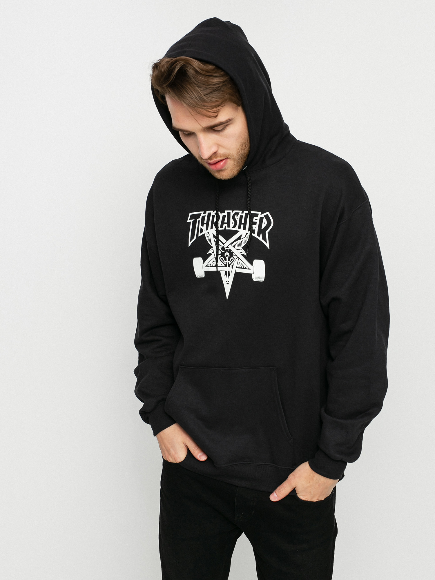 Thrasher Skate Goat HD Kapucnis pulóver (black/white)