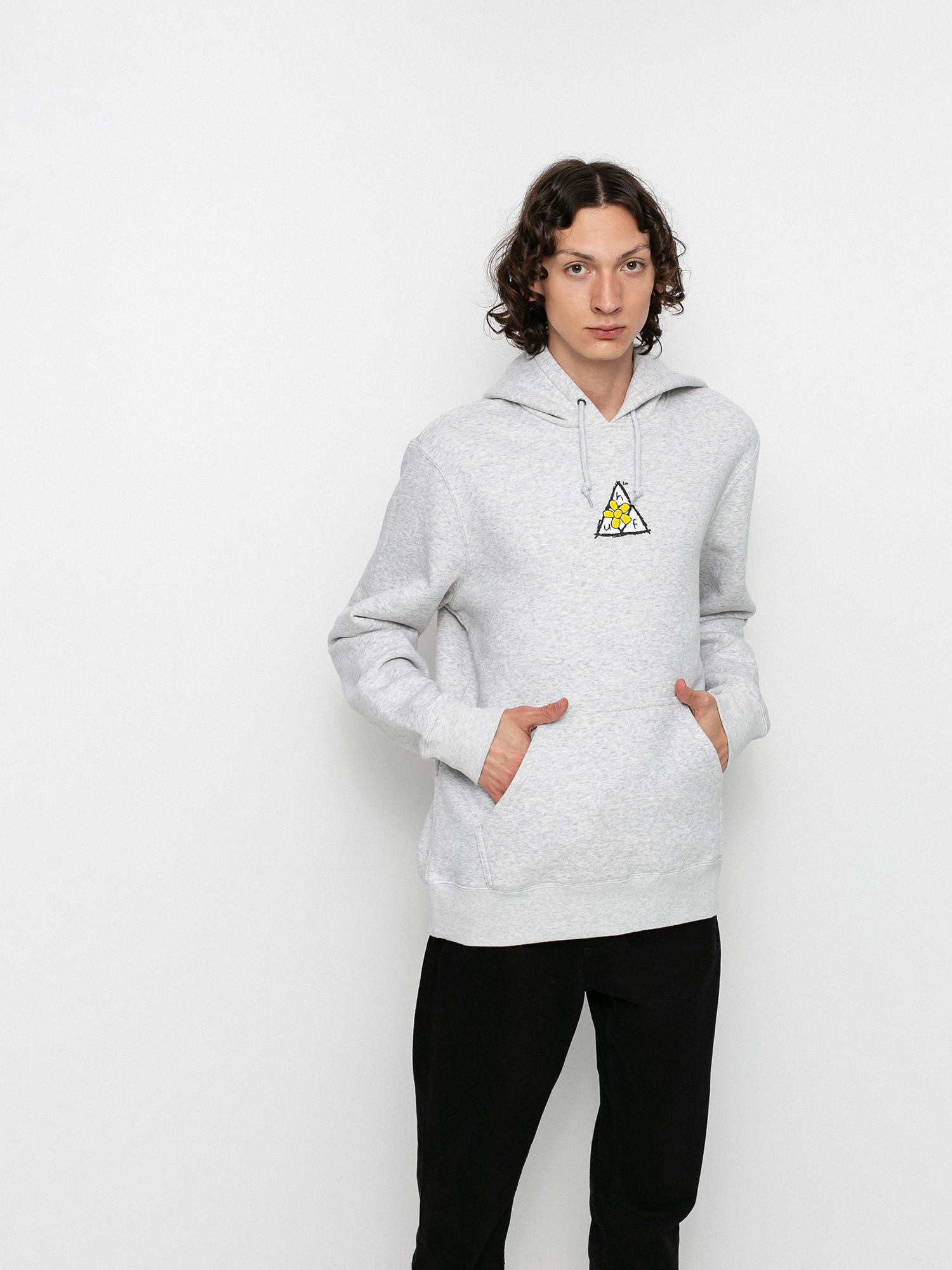 HUF Pushing Daisies TT HD Kapucnis pulóver (athletic heather)