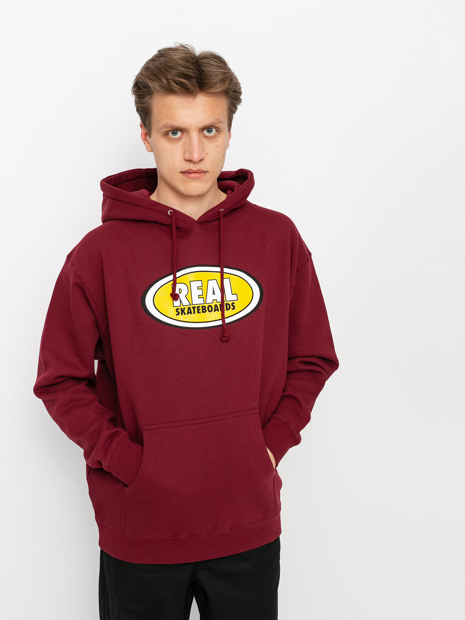 Real Oval HD Kapucnis pulóver (cardinal/yellow)