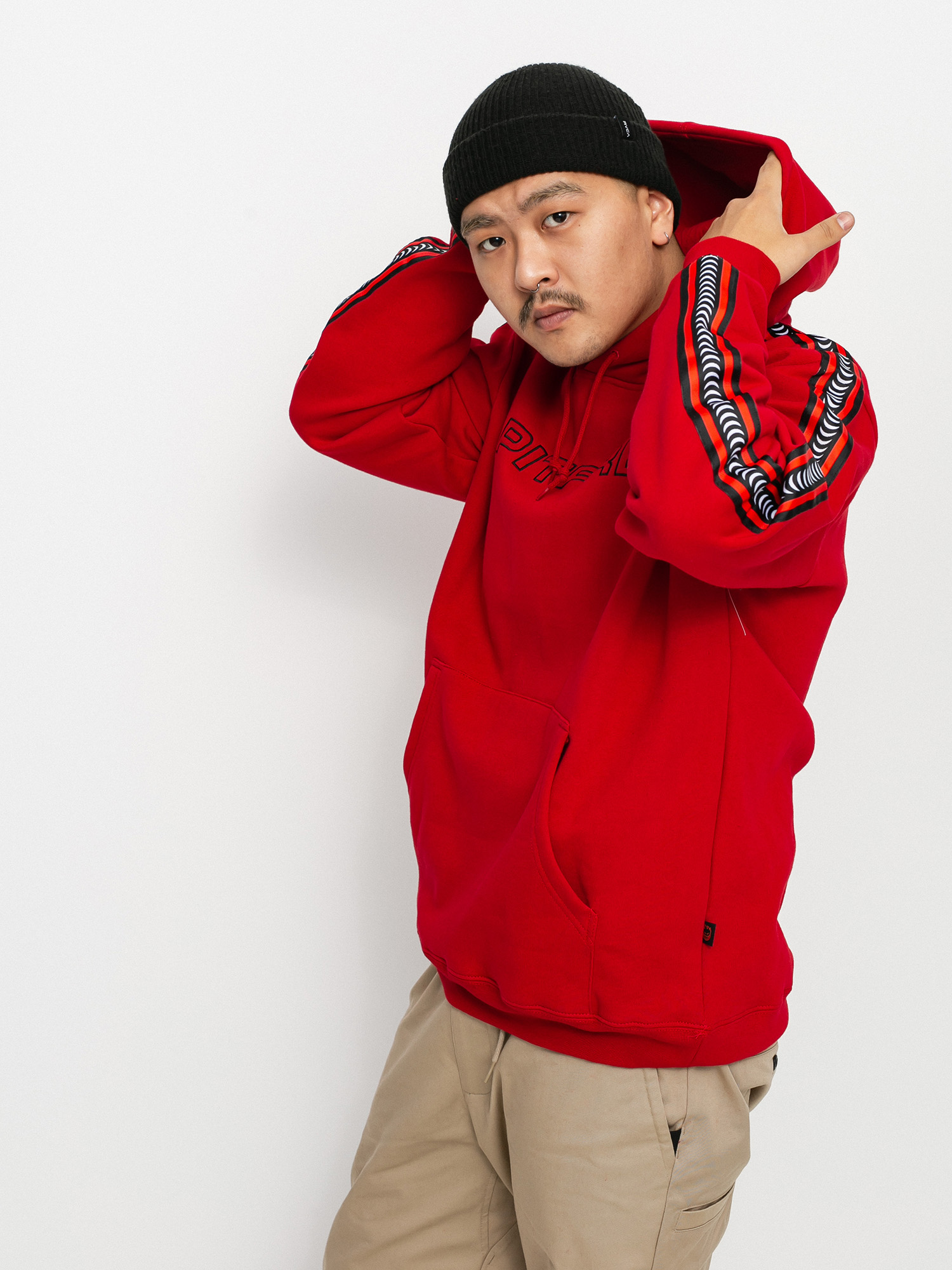 Spitfire Classic 87 Swirl Stripe HD Kapucnis pulóver (red)