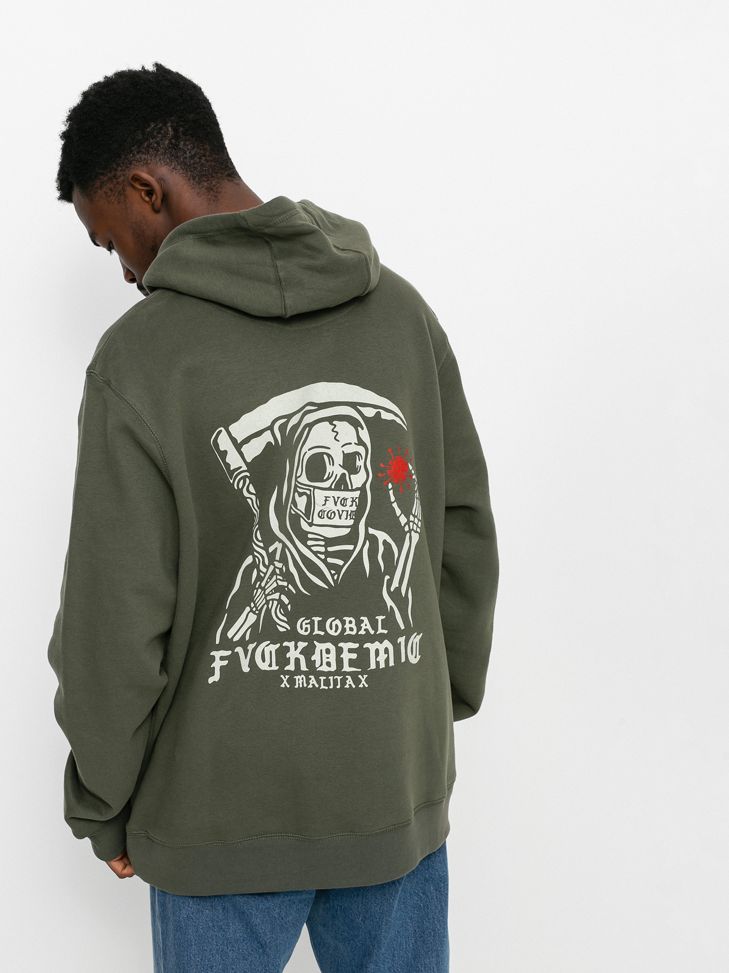 Malita Fckcovid HD Kapucnis pulóver (olive)