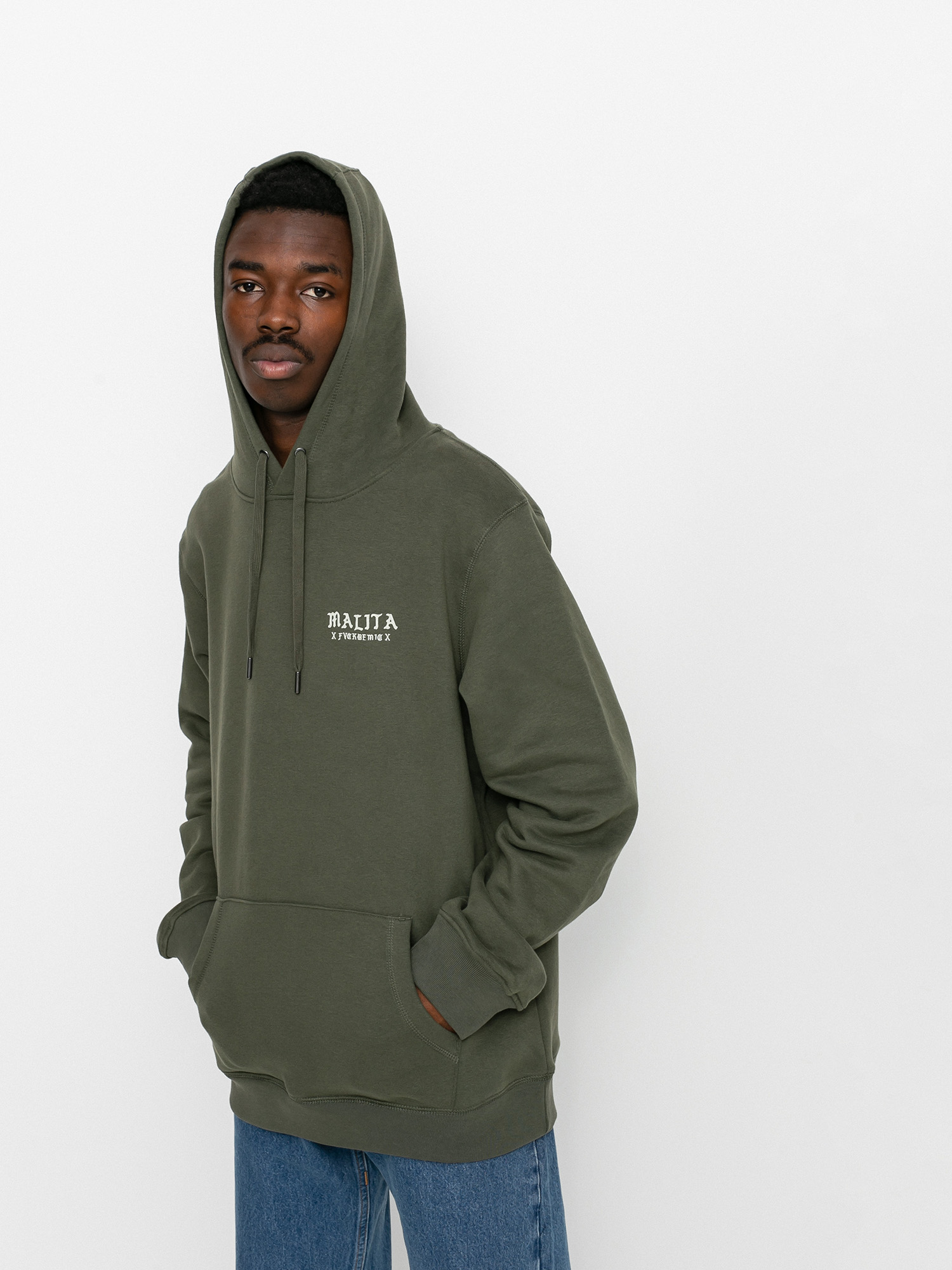 Malita Fckcovid HD Kapucnis pulóver (olive)