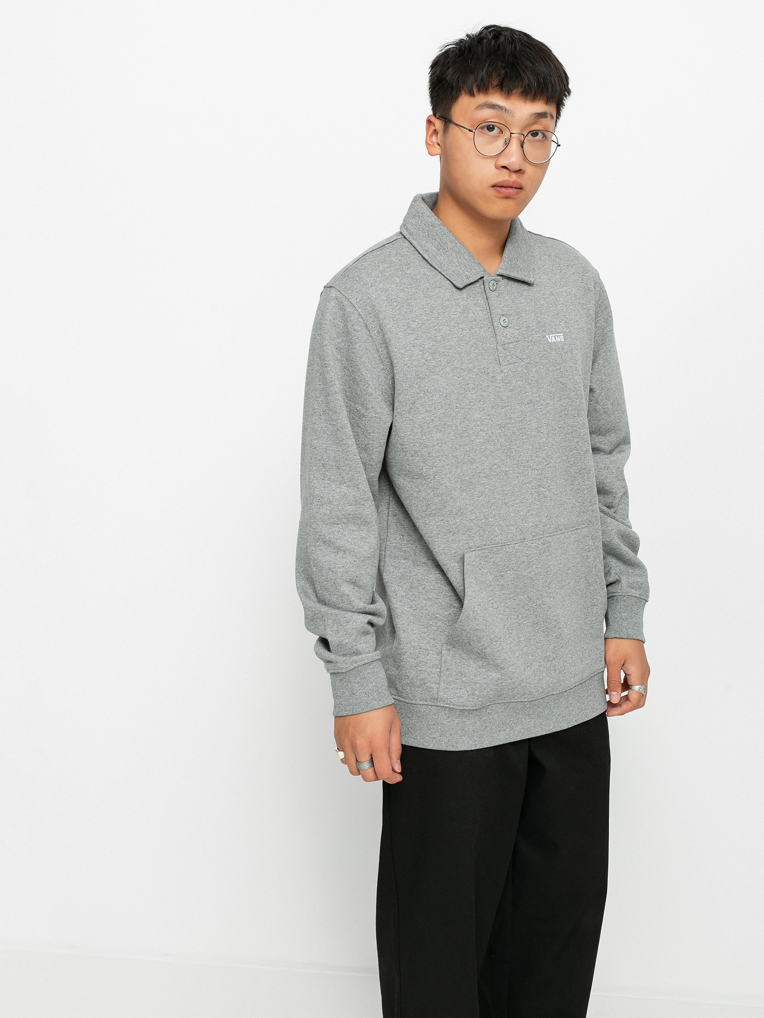 Vans Not Preppy Polo Fleece Pulóver (cement heather)