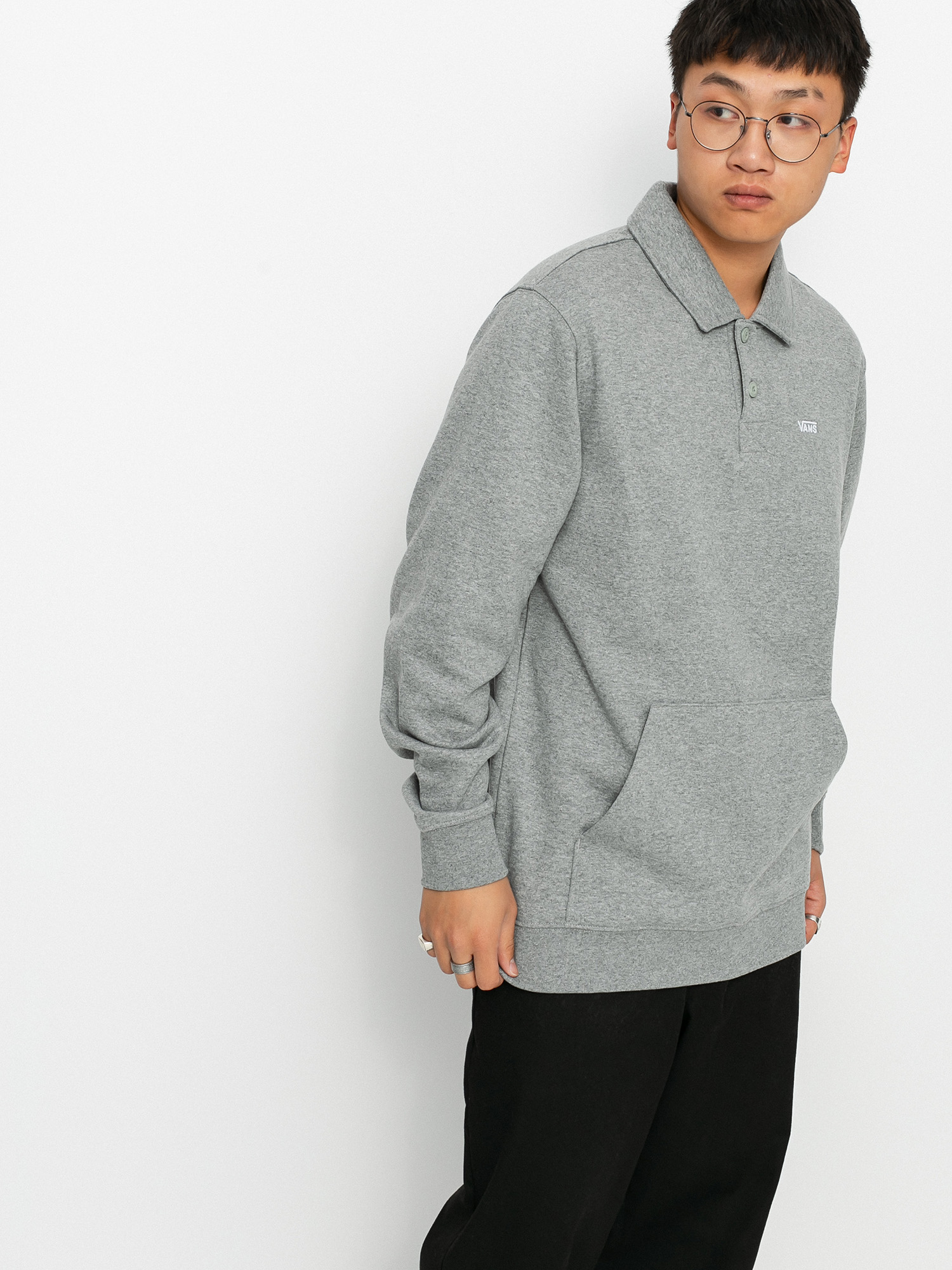 Vans Not Preppy Polo Fleece Pulóver (cement heather)