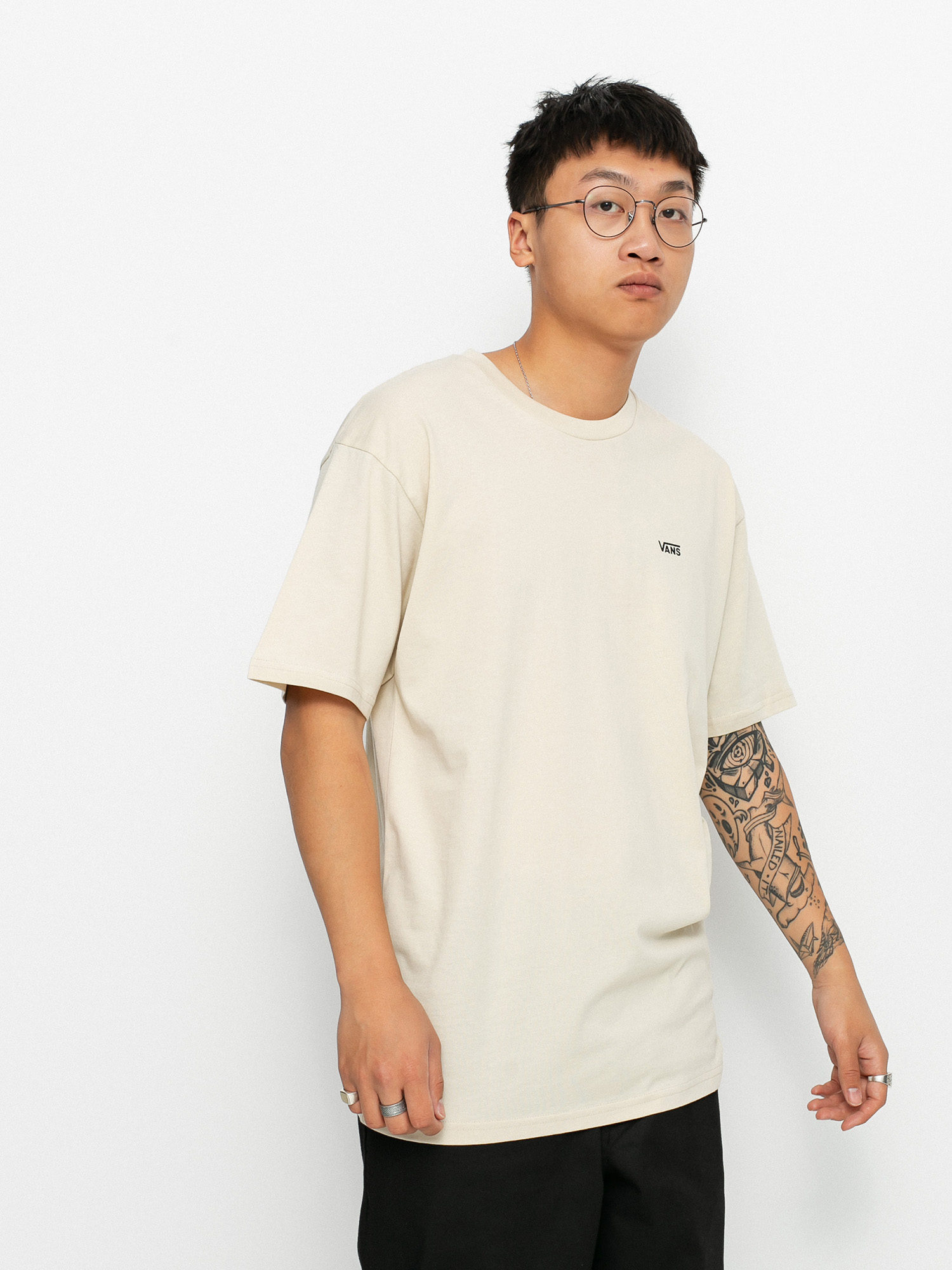 Vans Left Chest Logo Póló (oatmeal/black)