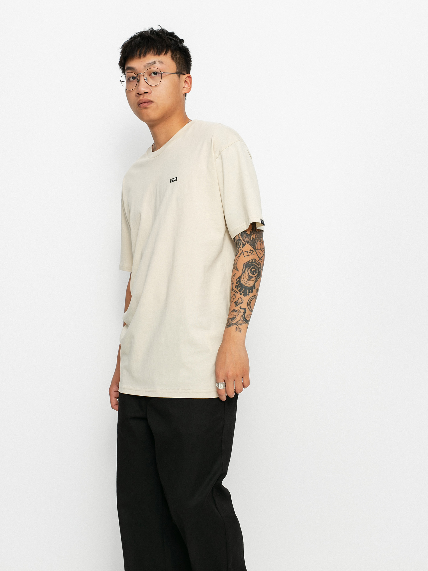 Vans Left Chest Logo Póló (oatmeal/black)