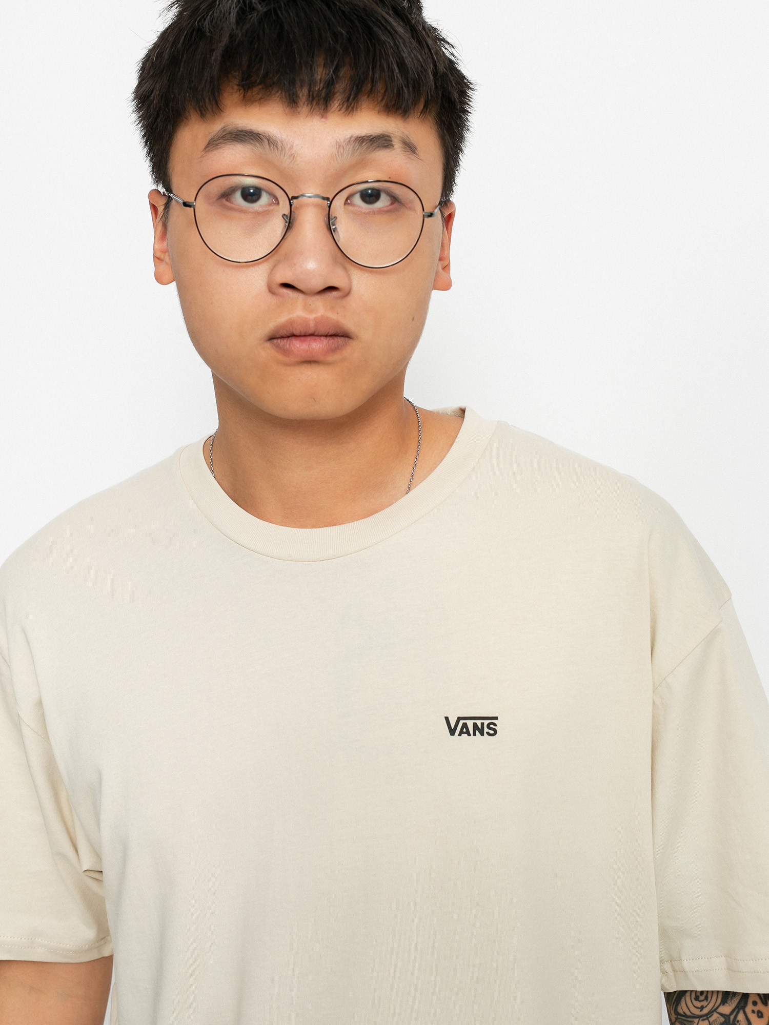 Vans Left Chest Logo Póló (oatmeal/black)