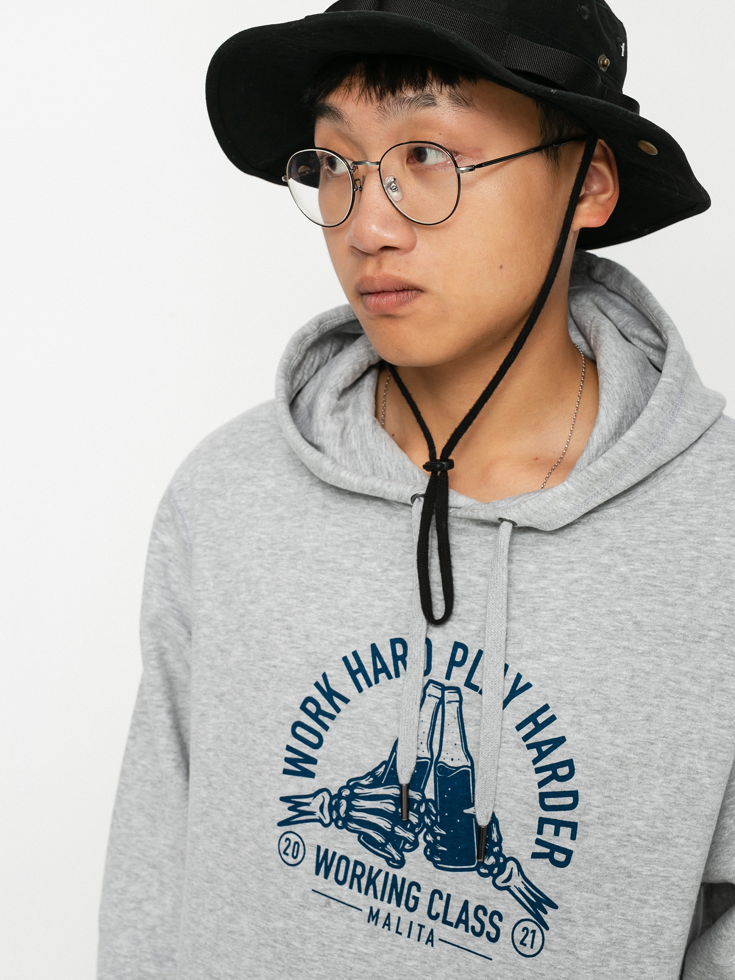 Malita Bottles HD Kapucnis pulóver (heather grey)