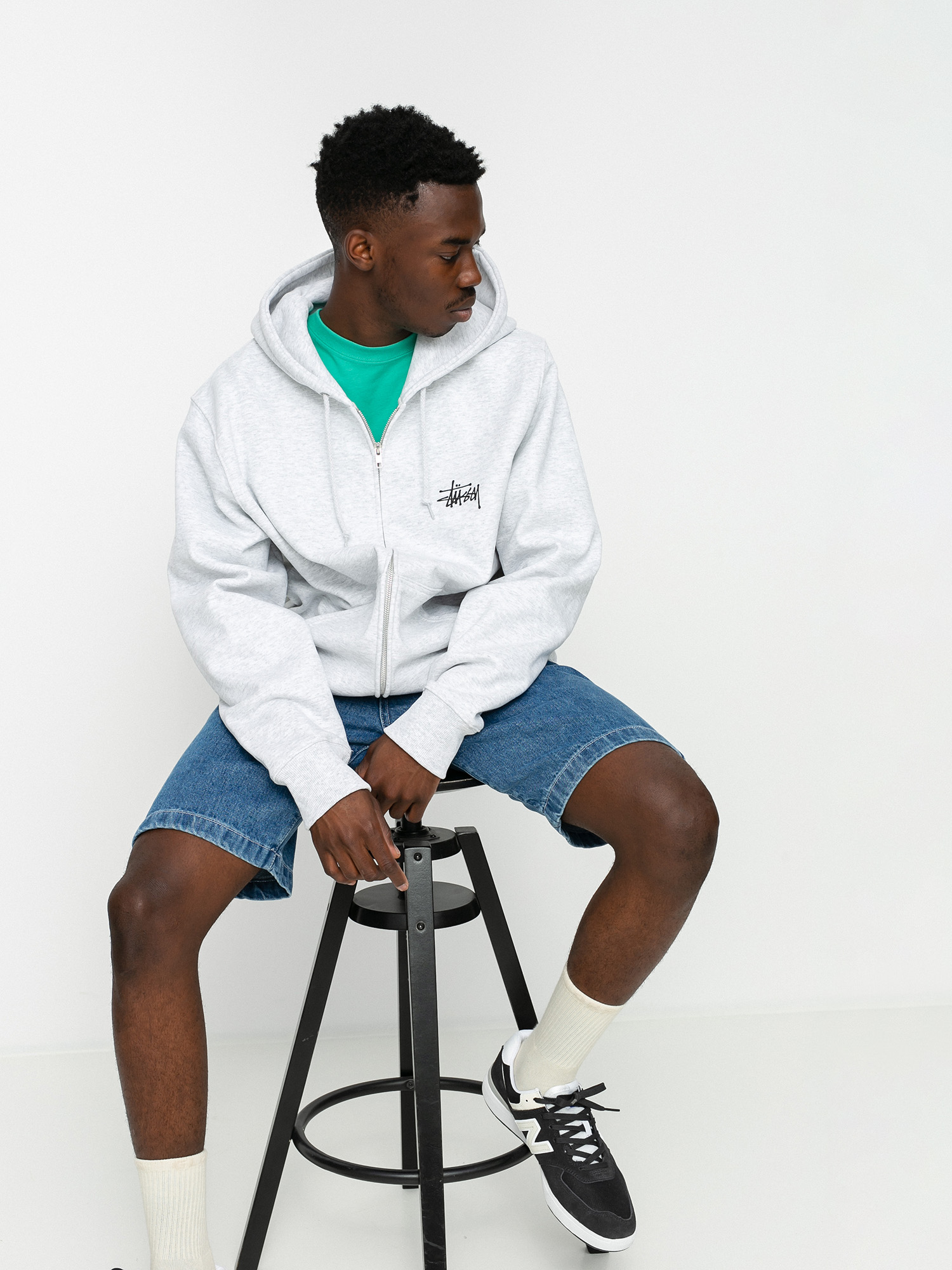 Stussy Basic ZHD Kapucnis pulóver (ash heather)