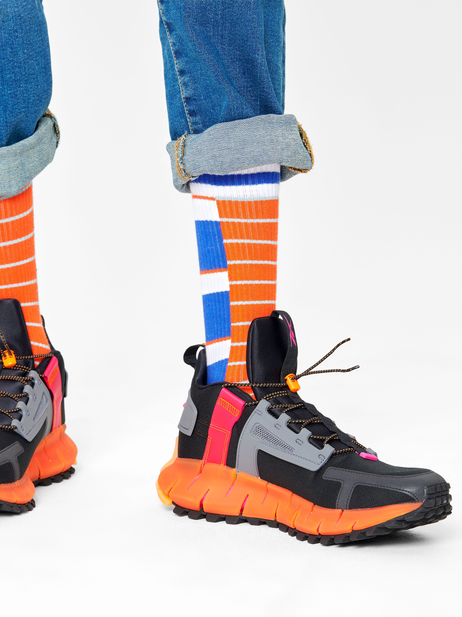 Happy Socks Half Half Thin Crew Zokni (blue/orange)