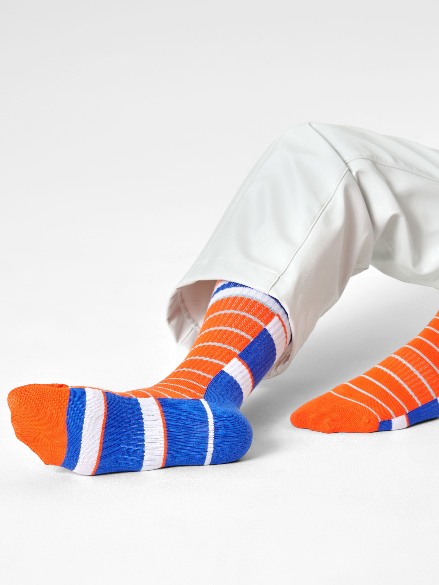Happy Socks Half Half Thin Crew Zokni (blue/orange)