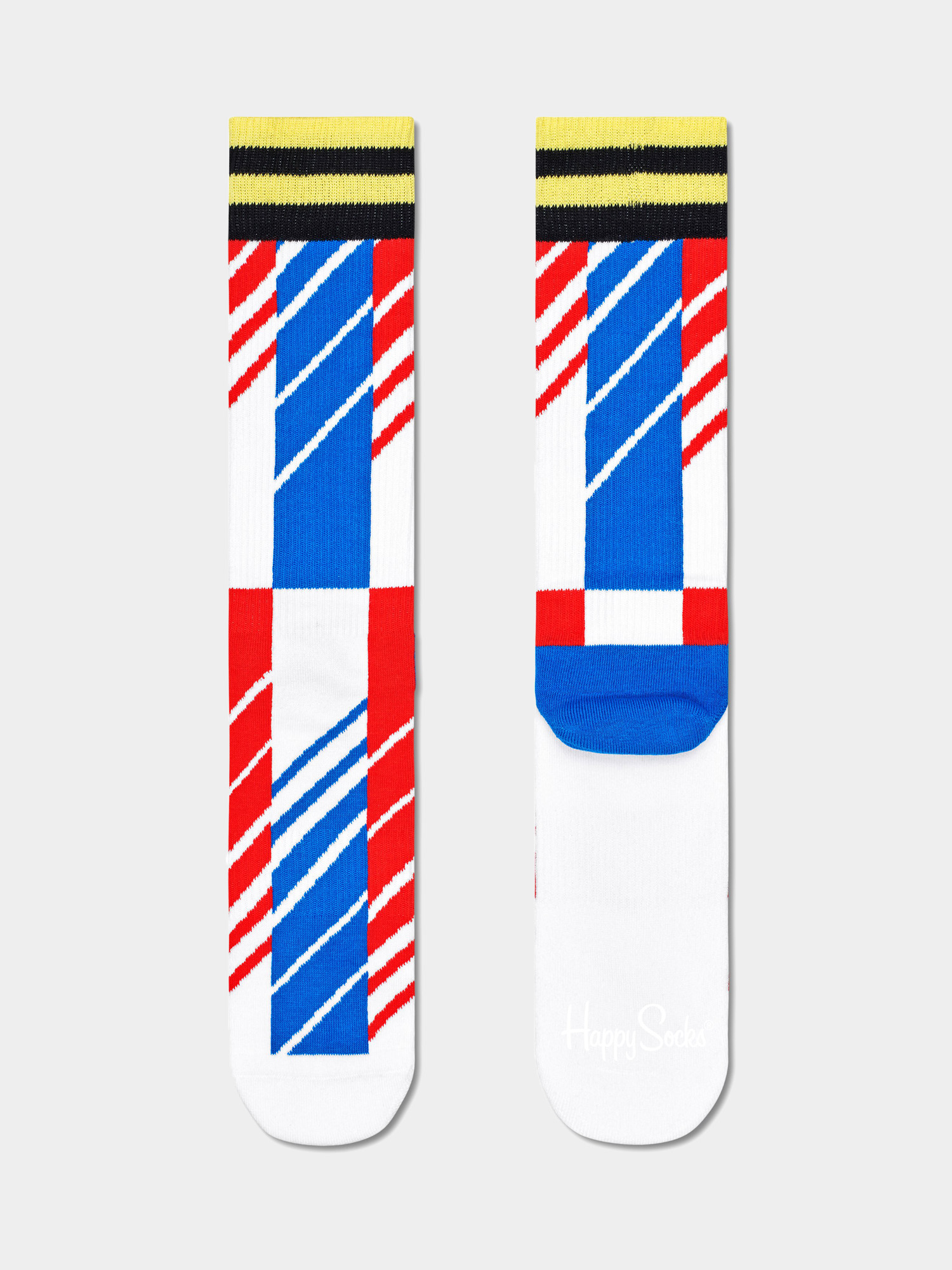 Happy Socks Scattered Stripe Crew Zokni (yellow/white/blue)