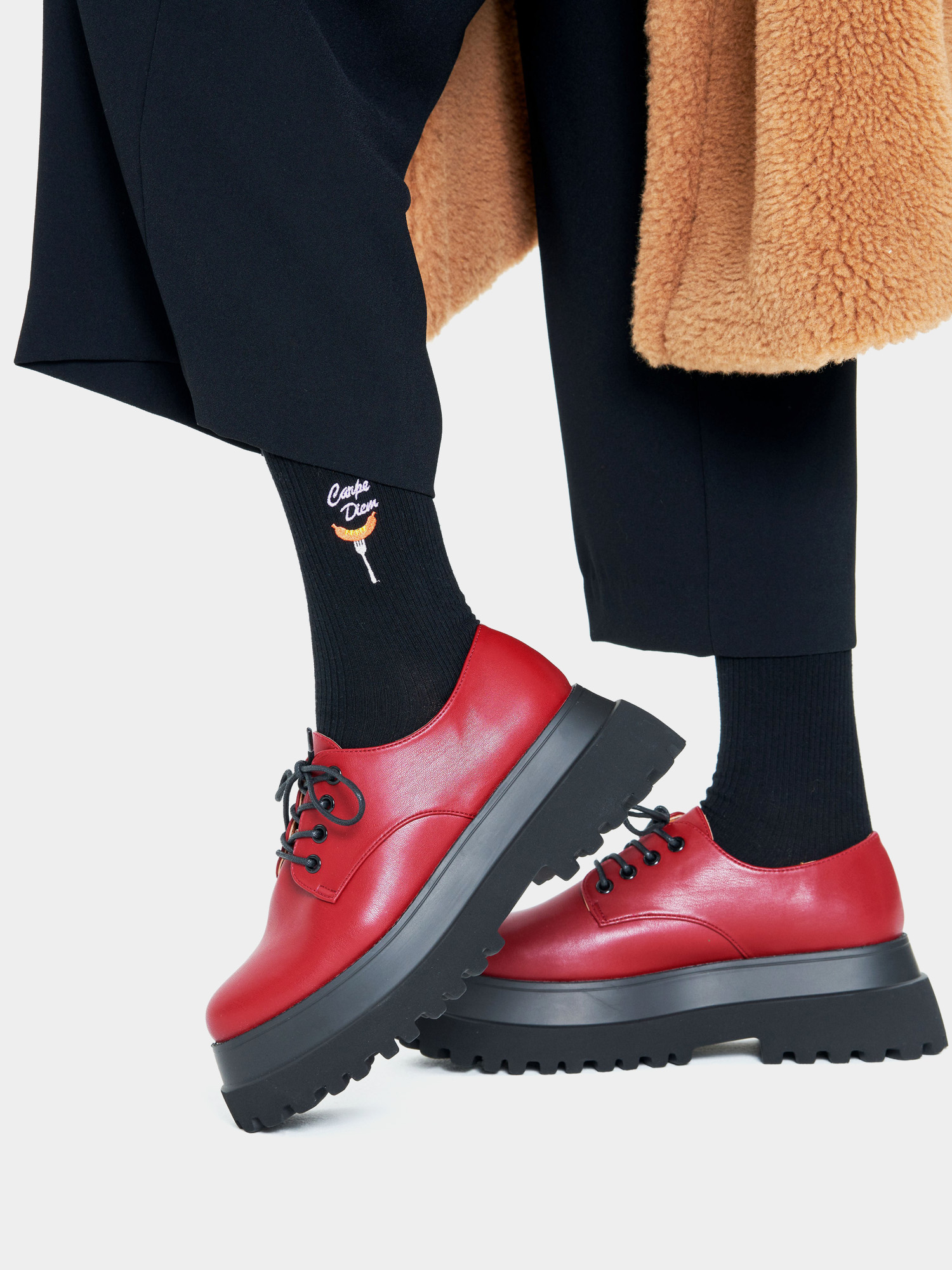 Happy Socks Ribbed Embroidery Carpe Diem Zokni (black)