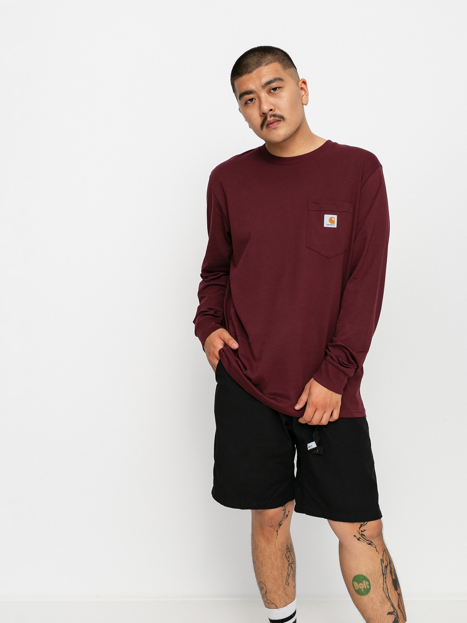 Carhartt WIP Pocket Hosszú ujjú felső (wine)