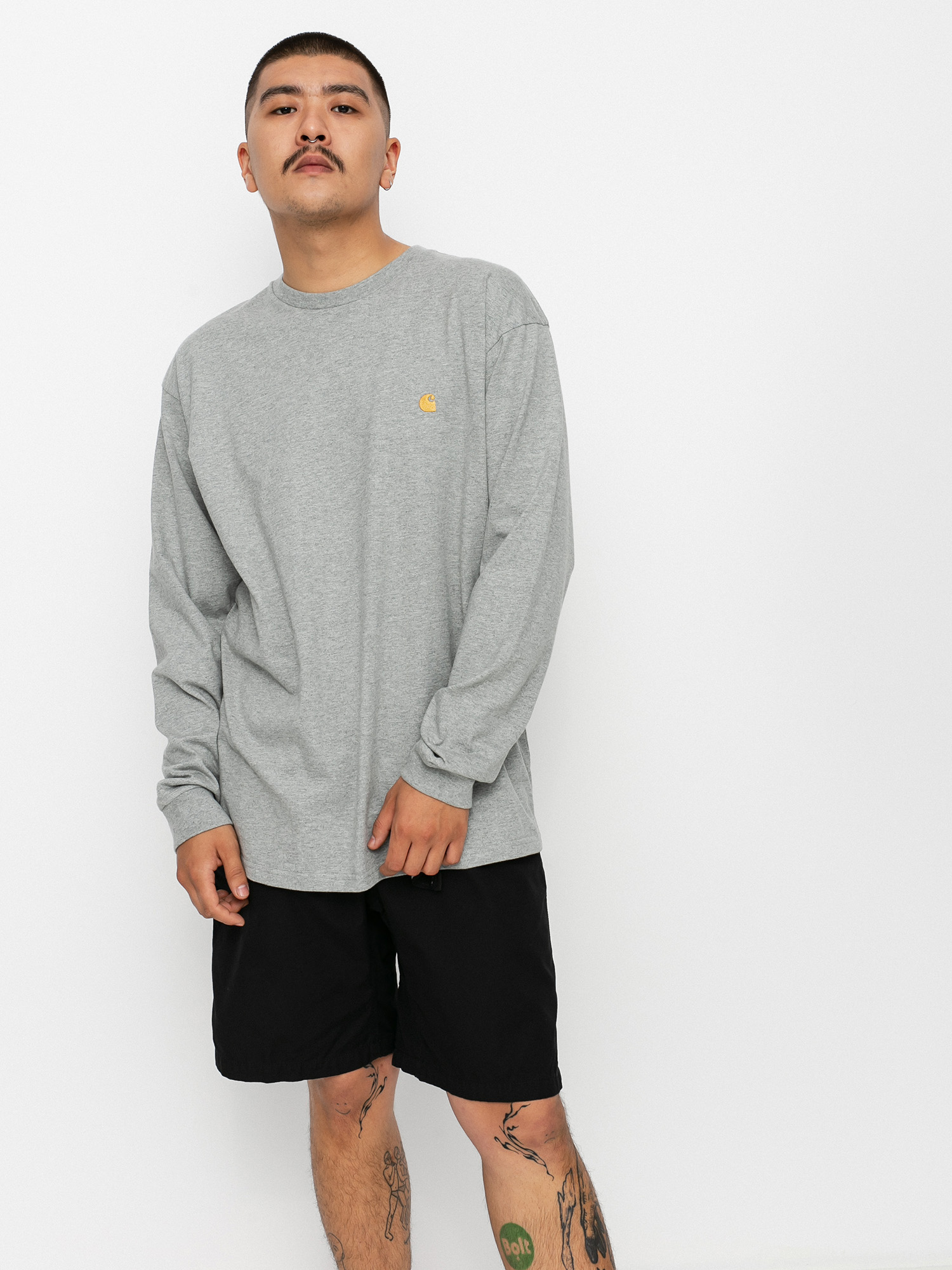 Carhartt WIP Chase Hosszu00fa ujju00fa felsu0151 (grey heather/gold)