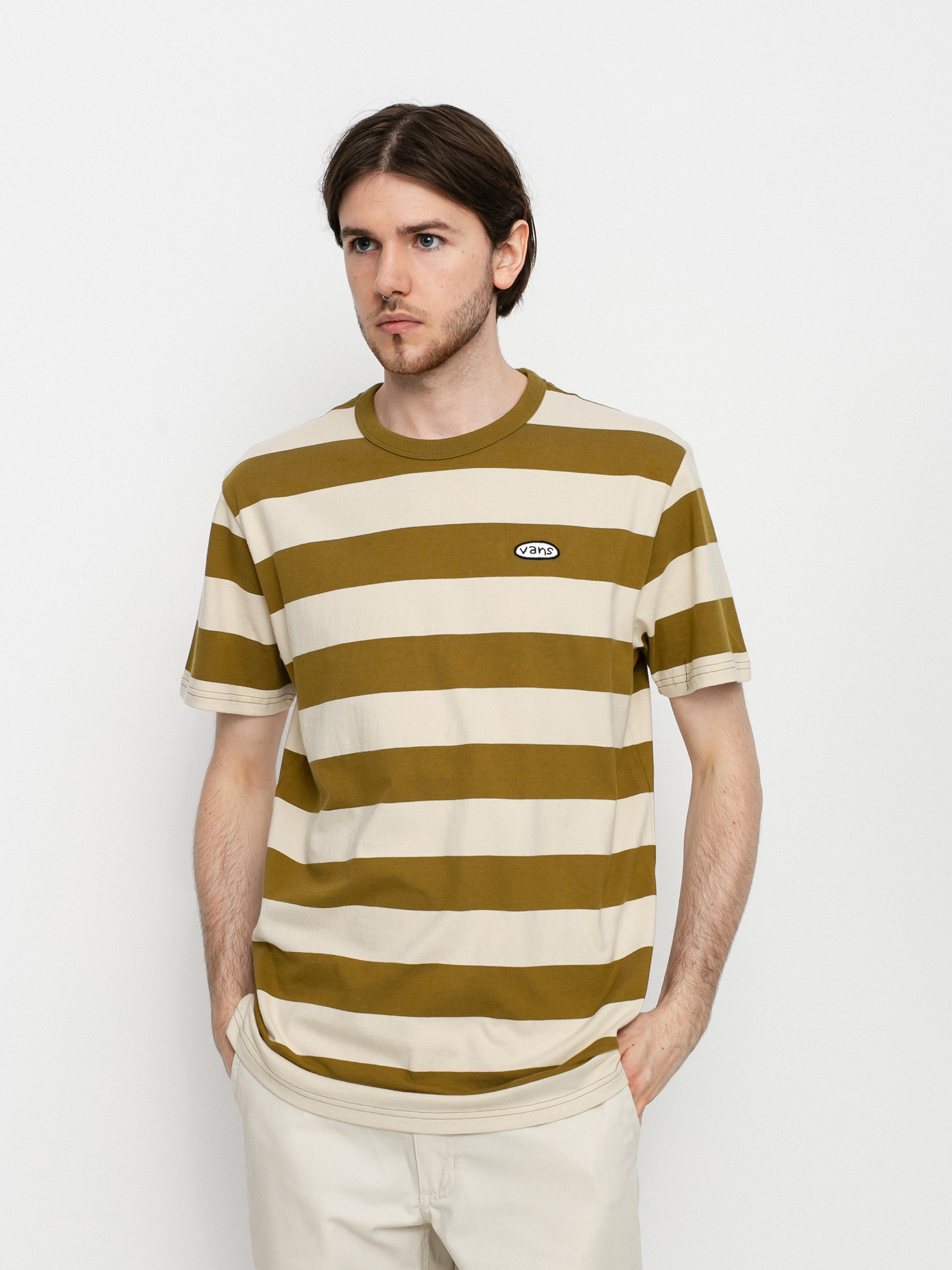 Vans Color Multiplier Stripe Crew póló (nutria/oatmeal)