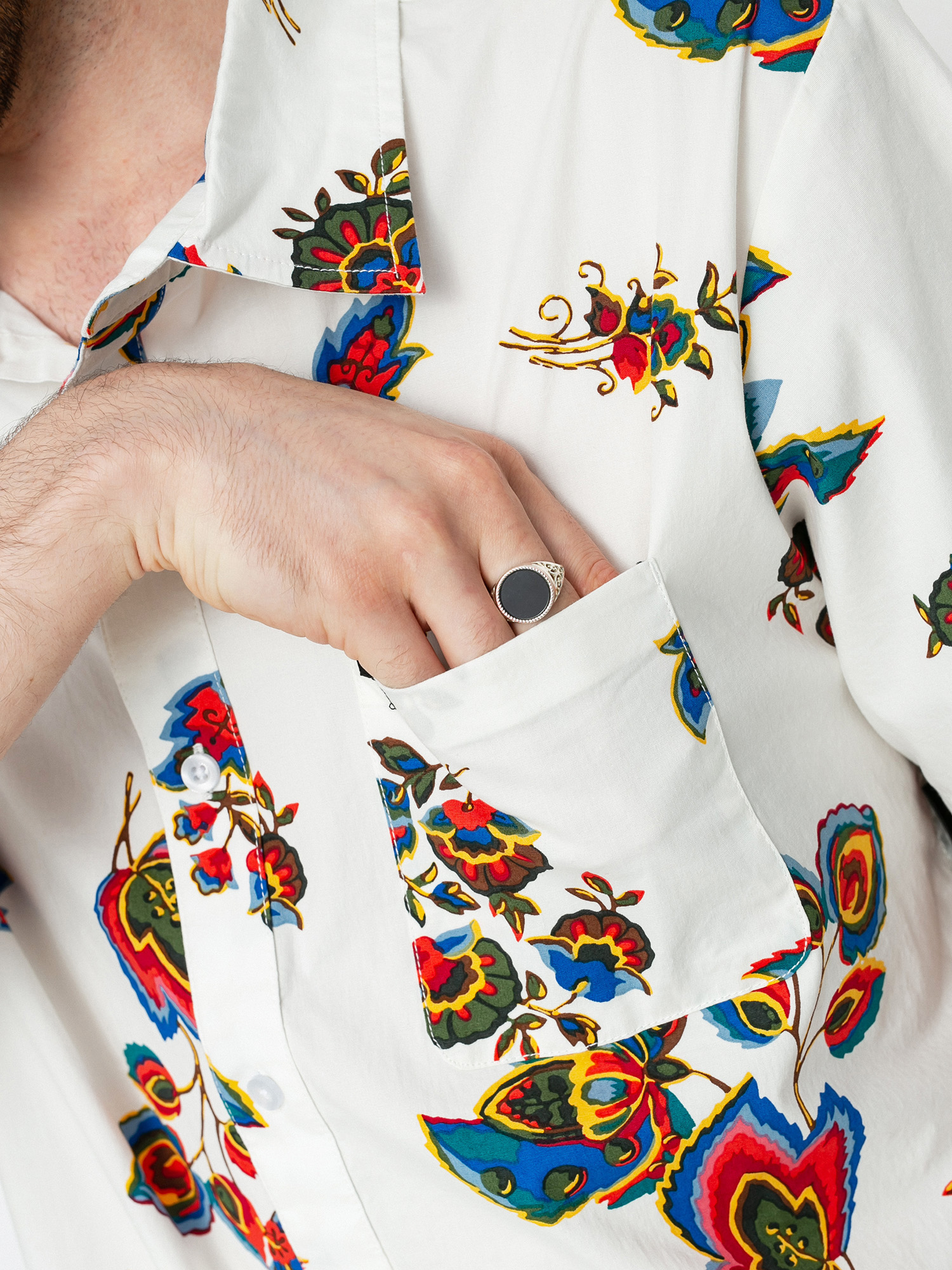 Brixton Charter Print Ing (off white/red)