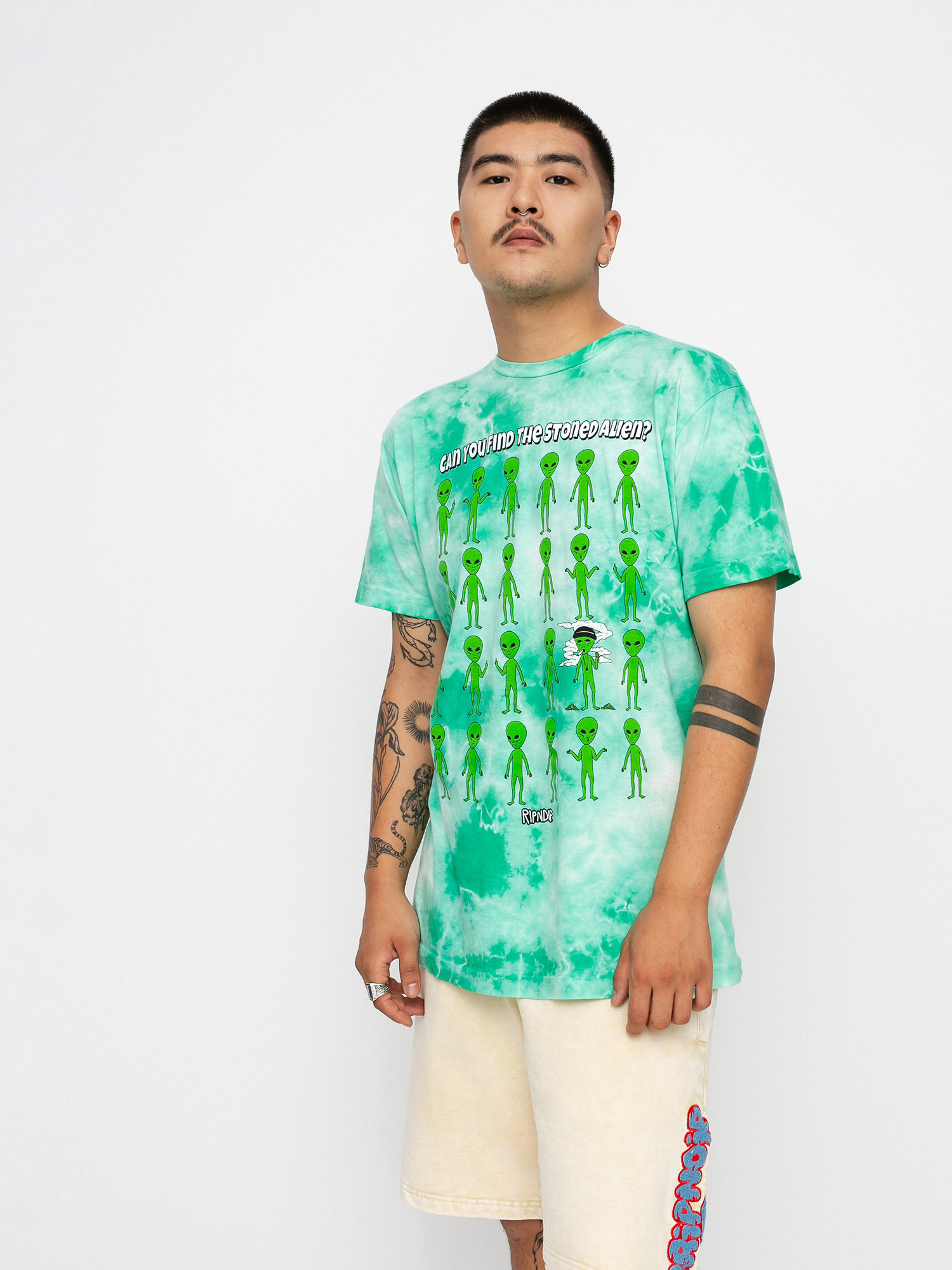 RipNDip Stoned Again póló (green acid wash)