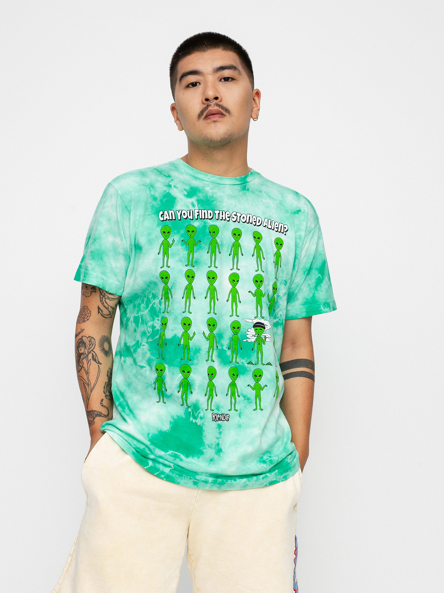 RipNDip Stoned Again póló (green acid wash)
