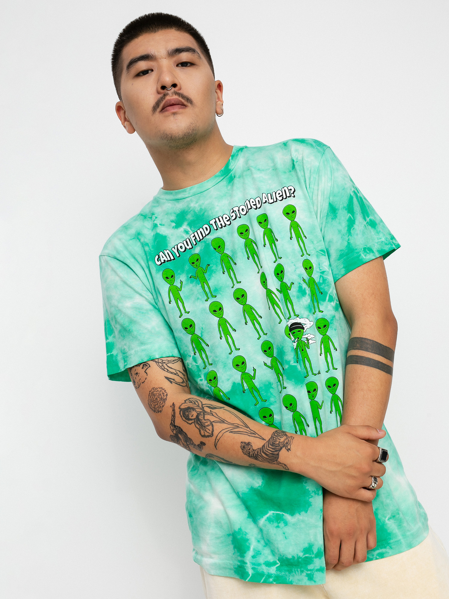RipNDip Stoned Again póló (green acid wash)