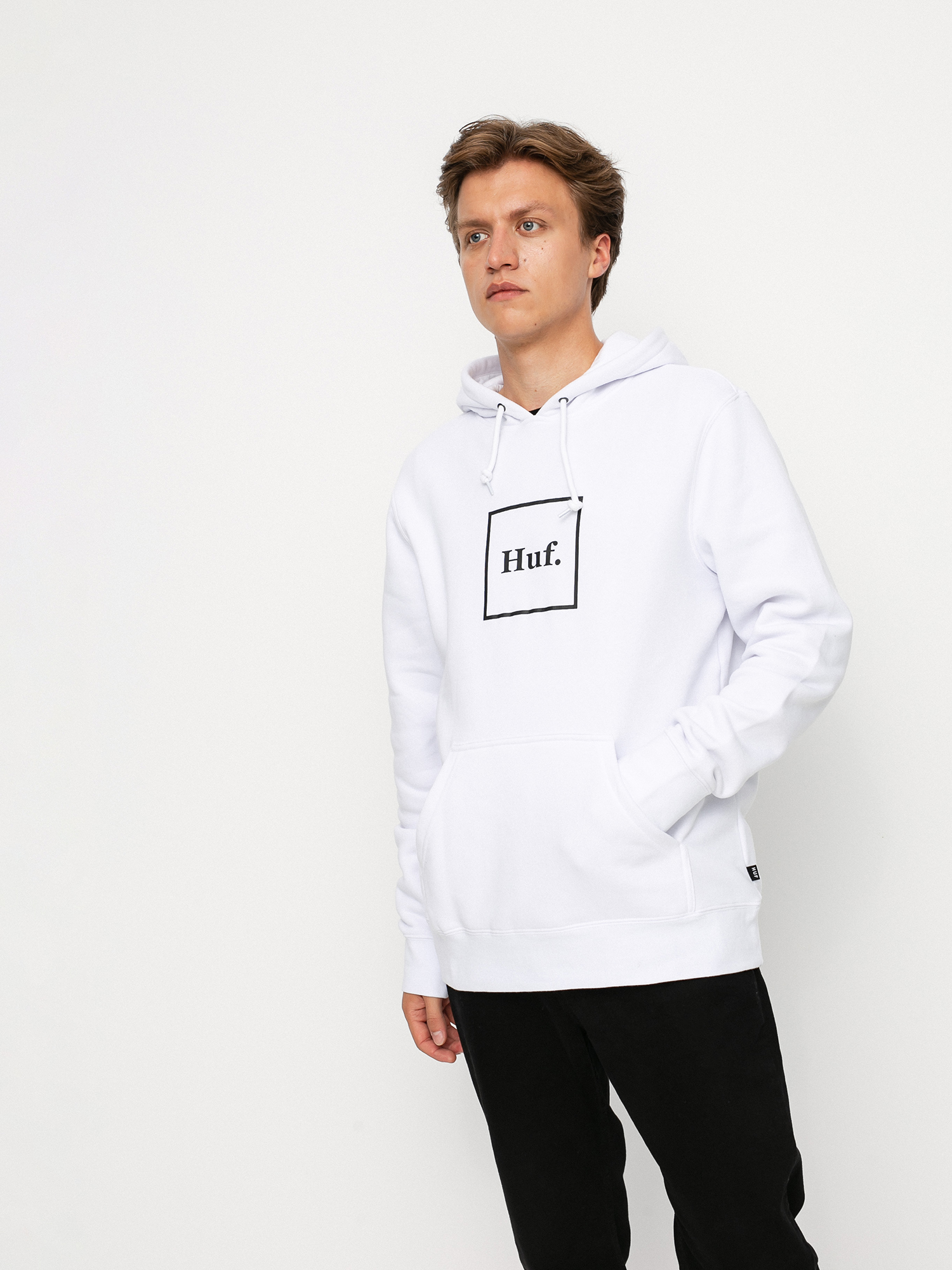 HUF Essentials Box Logo HD Kapucnis pulóver (white)
