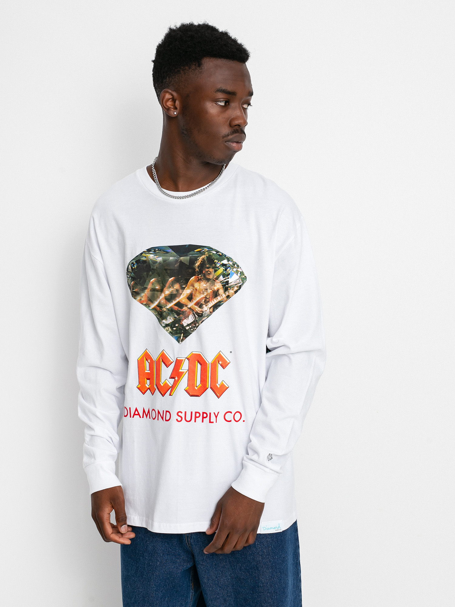 Diamond Supply Co. AC/DC Diamond Hosszú ujjú felső (white)