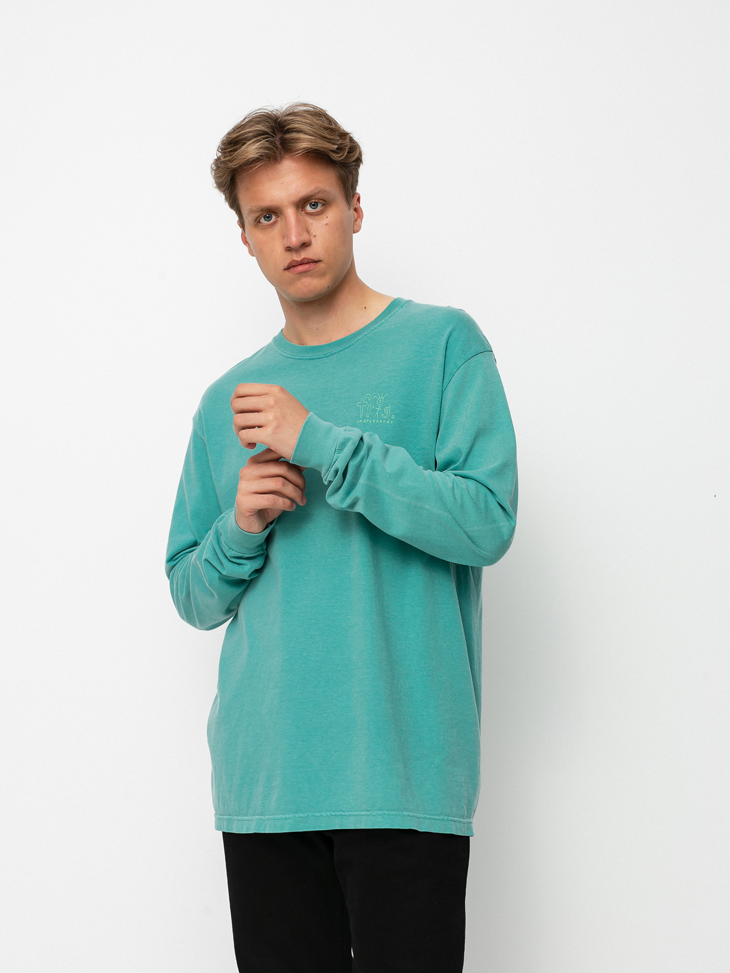 Frog Skateboards Frog Man Logo Pigment Dyed Hosszú ujjú felső (grass green)